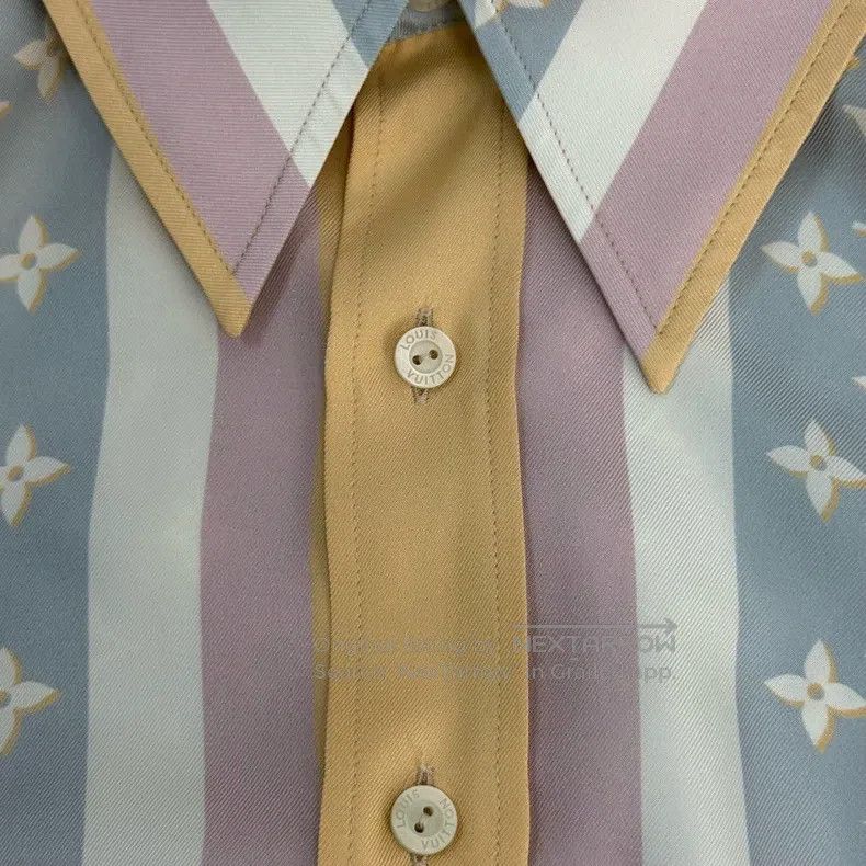 Louis Vuitton Louis Vuitton Light blue full logo mulberry silk shirt Size XS / US 0-2 / IT 36-38 - 7 Thumbnail