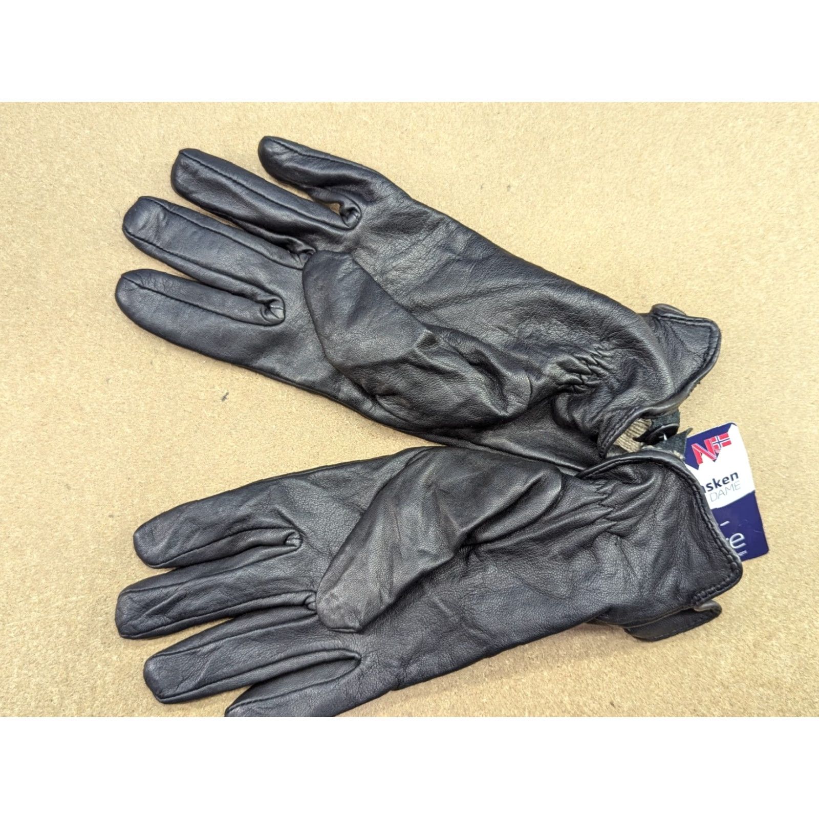 Vintage Genuine Leather Womens Gloves Size M Black Winter Lined Wool Blend Leather Glove Womens Gloves Mens? Size ONE SIZE - 5 Thumbnail