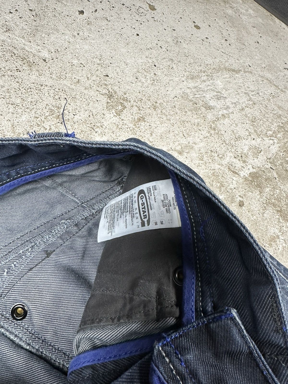 G-Star × Vintage Vintage G Star Raw 3301 Navy Aero Tapered Denim Pants Size US 31 - 9 Thumbnail