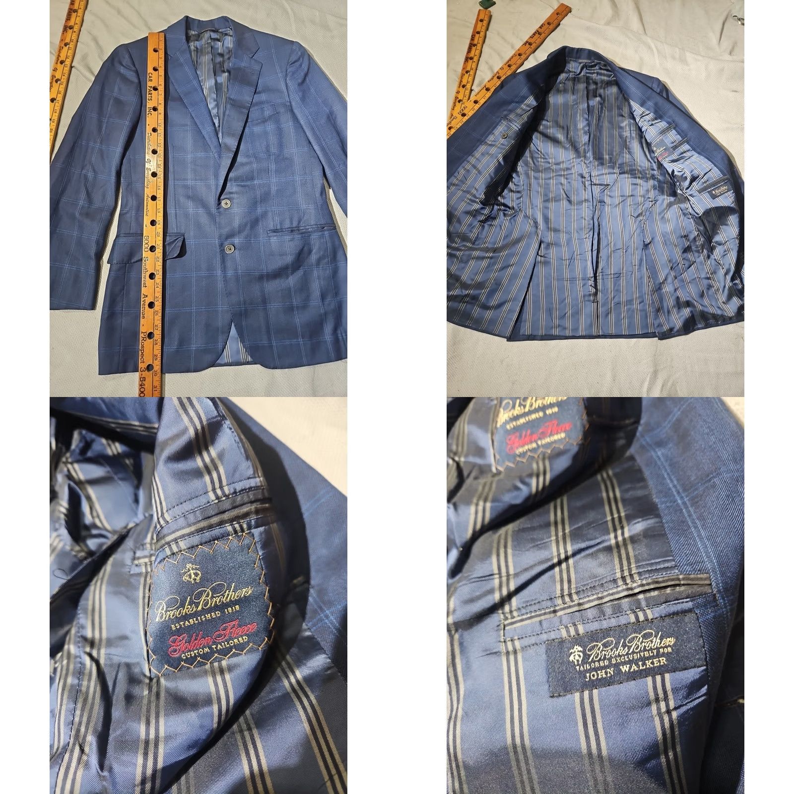 Brooks Brothers Brooks Brothers Blazer Mens 40 Navy Blue Windowpane Plaid Sport Coat Jacket Size 40R - 8 Thumbnail