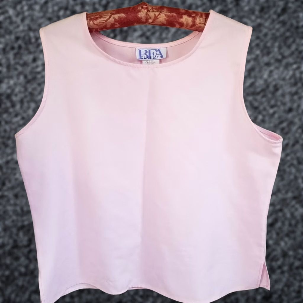 Vintage BFA Classics Women's Tank Top Pink Round Neck Sleeveless Wide Strap Size 16 USA Size XXL / US 16-18 / IT 52-54 - 1 Thumbnail