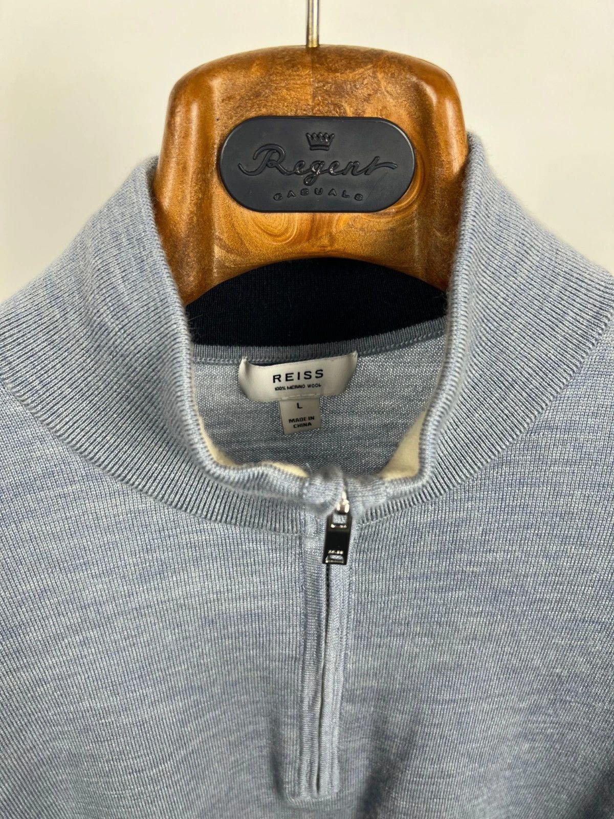Reiss Reiss Leo 100% Wool Colourblock Polo 1/4 Zip Long Sleeve Size US L / EU 52-54 / 3 - 5 Thumbnail