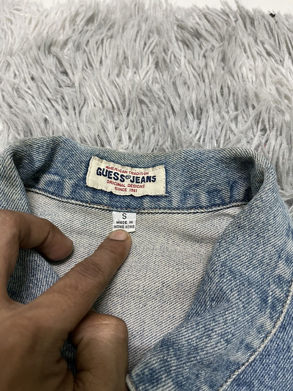 Guess 90s GUESS DENIM TRUCKER JACKET RARE DESIGN Size S / US 4 / IT 40 - 10 Thumbnail