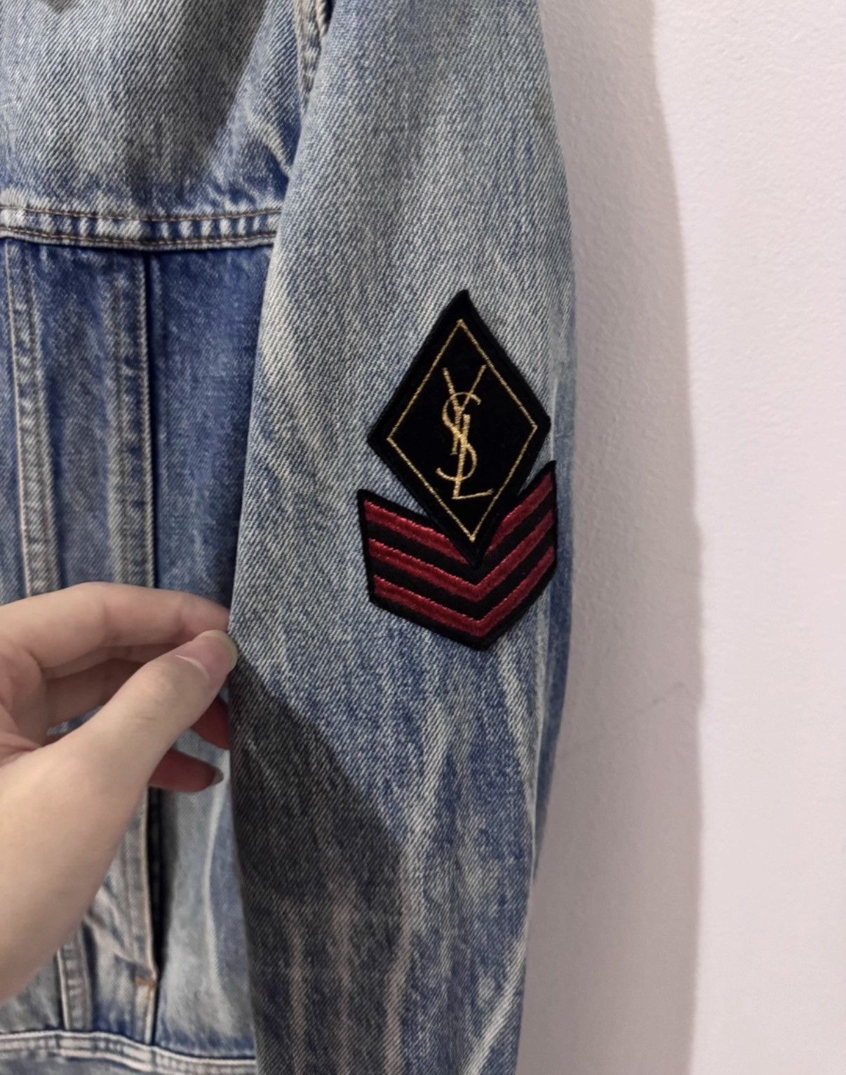 Saint Laurent Paris SLP) 16FW Light Blue Wave Gradient Medallion Denim Jacket Size US S / EU 44-46 / 1 - 3 Thumbnail