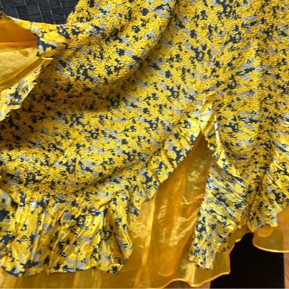 Other Jenny T golden yellow navy blue frilly Aline dress ruched pl Size XL / US 12-14 / IT 48-50 - 11 Thumbnail