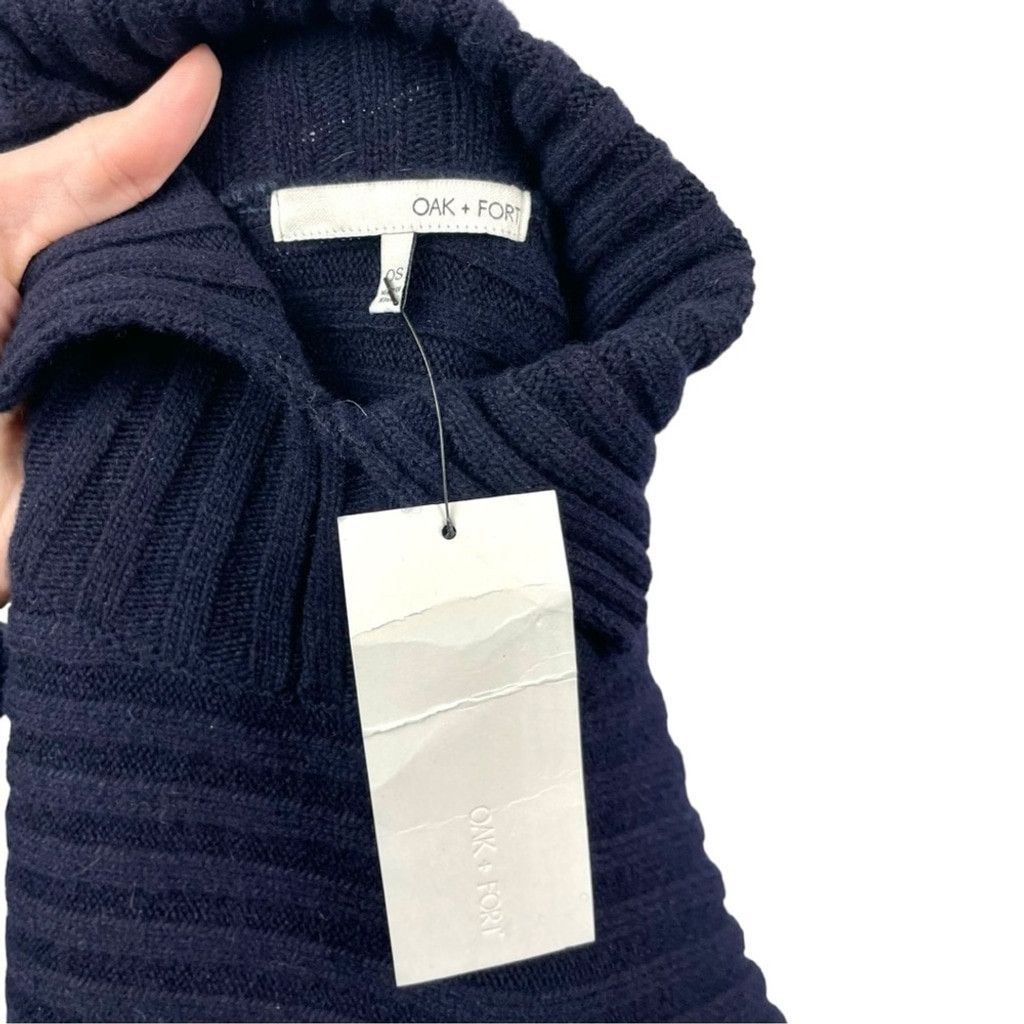 Oak + Fort NEW OAK+ FORT Chunky Blue Wool Ribbed Sweater Size OS Size ONE SIZE - 6 Thumbnail