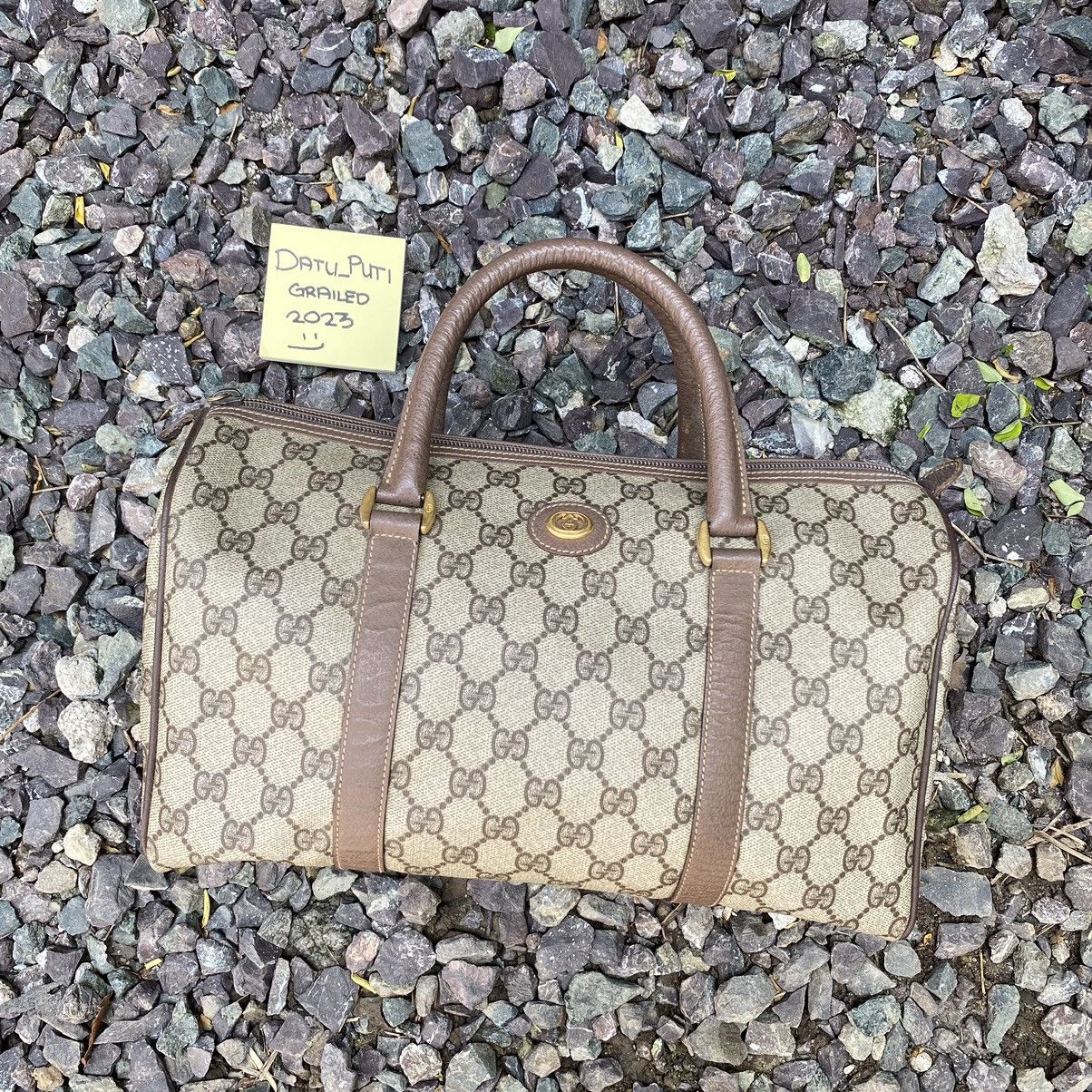 image of Vintage Gucci Leather Boston Bag in Brown, Men's