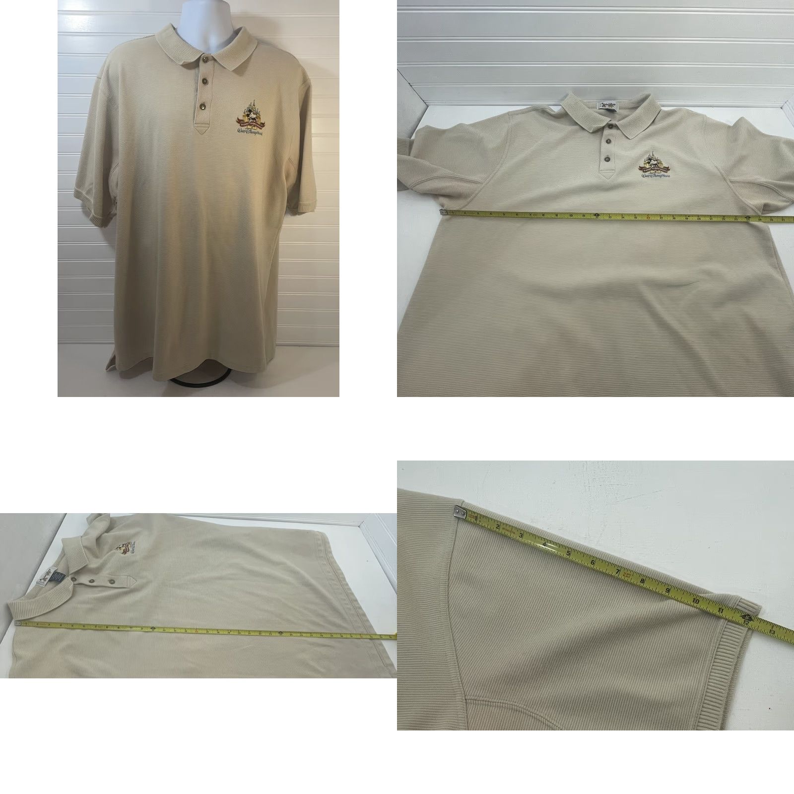 Disney Walt Disney World Mickey Mouse Polo Men 2XL Tan Short Sleeve Button Collar Shirt Size US XXL / EU 58 / 5 - 9 Thumbnail