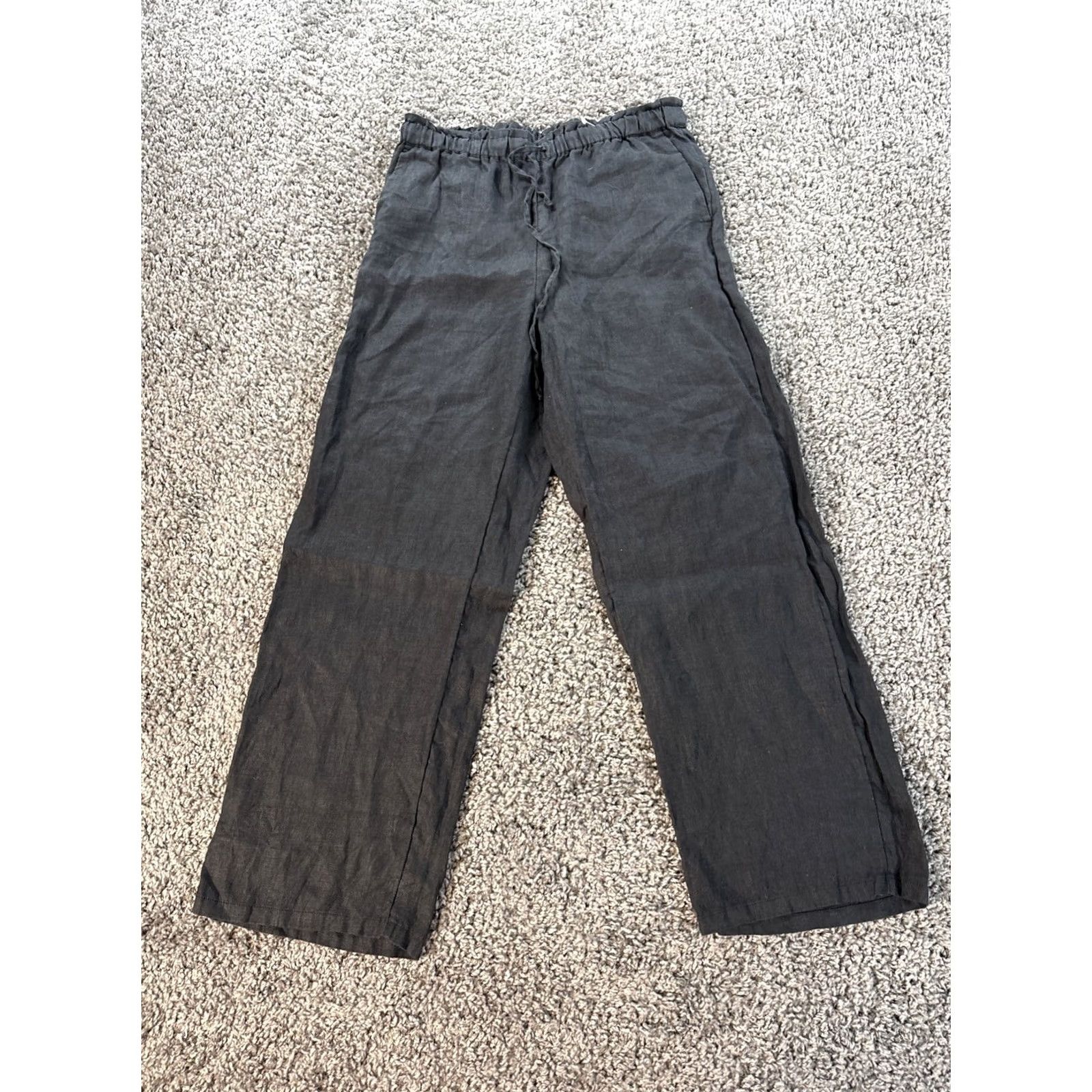 J.Crew J.Crew Linen Pants Womens S Black 100% Linen Wide-Leg Pockets Resortwear Casual Pants Women Medium? Size 28" / US 6 / IT 42 - 8 Thumbnail