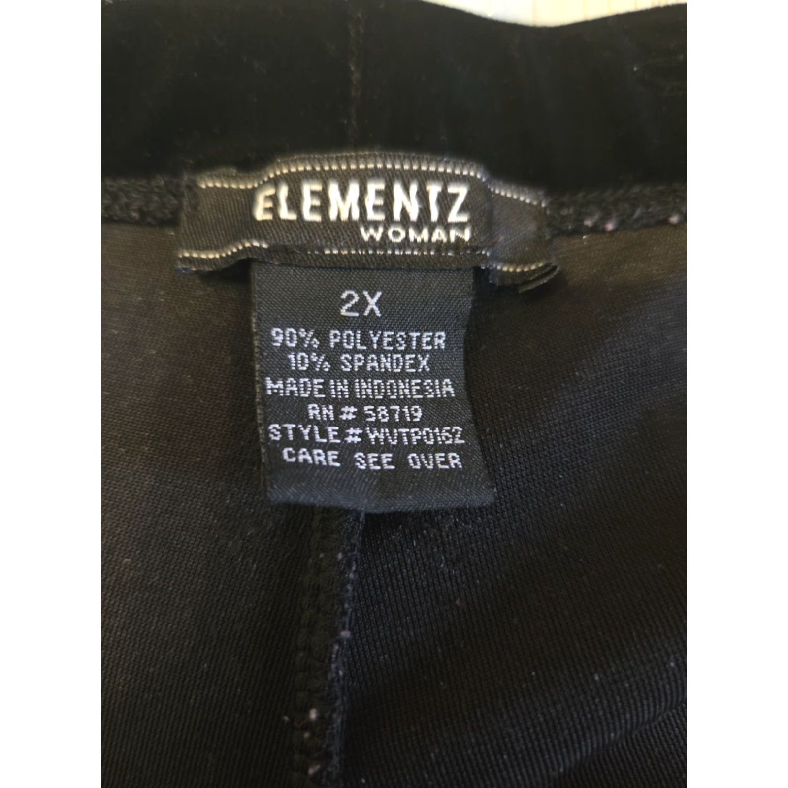 Element Elementz Woman Black Velvet Elastic Waist Pants 2X Plus Size 40" / US 18 - 6 Thumbnail