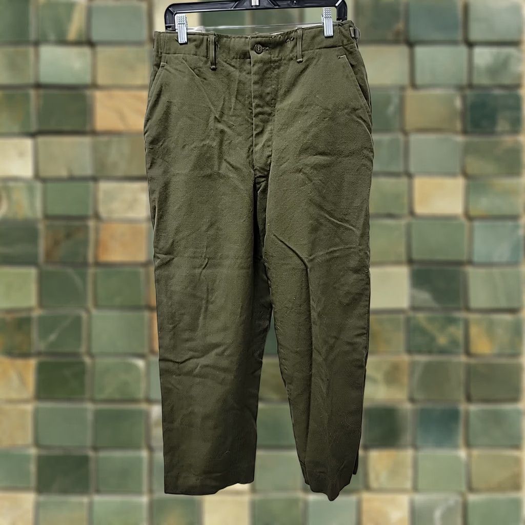 Vintage VINTAGE USA Military Pants Mens M Green Wool M-1951 Army Field Trousers Regular Waist 34 Inseam 29 Button Zip Casual Workwear Army Retro USA Mens Size US 31 - 1 Thumbnail