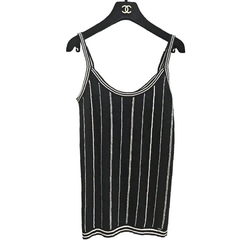 Chanel Chanel Black Striped Wool Short Sleeve Top 0089 Size S / US 4 / IT 40 - 1 Thumbnail