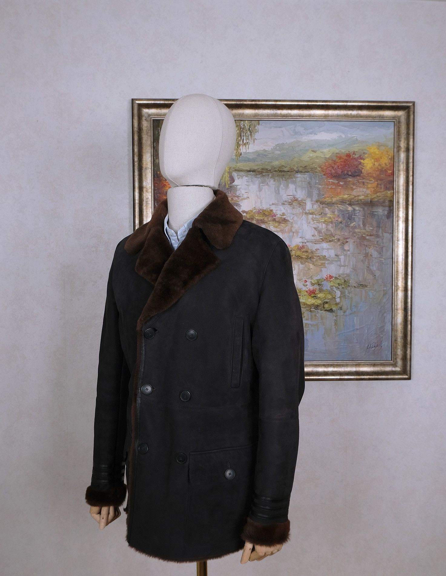 VERRI Verri, brown shearling jacket, size 40, sheep fur Size US M / EU 48-50 / 2 - 3 Thumbnail