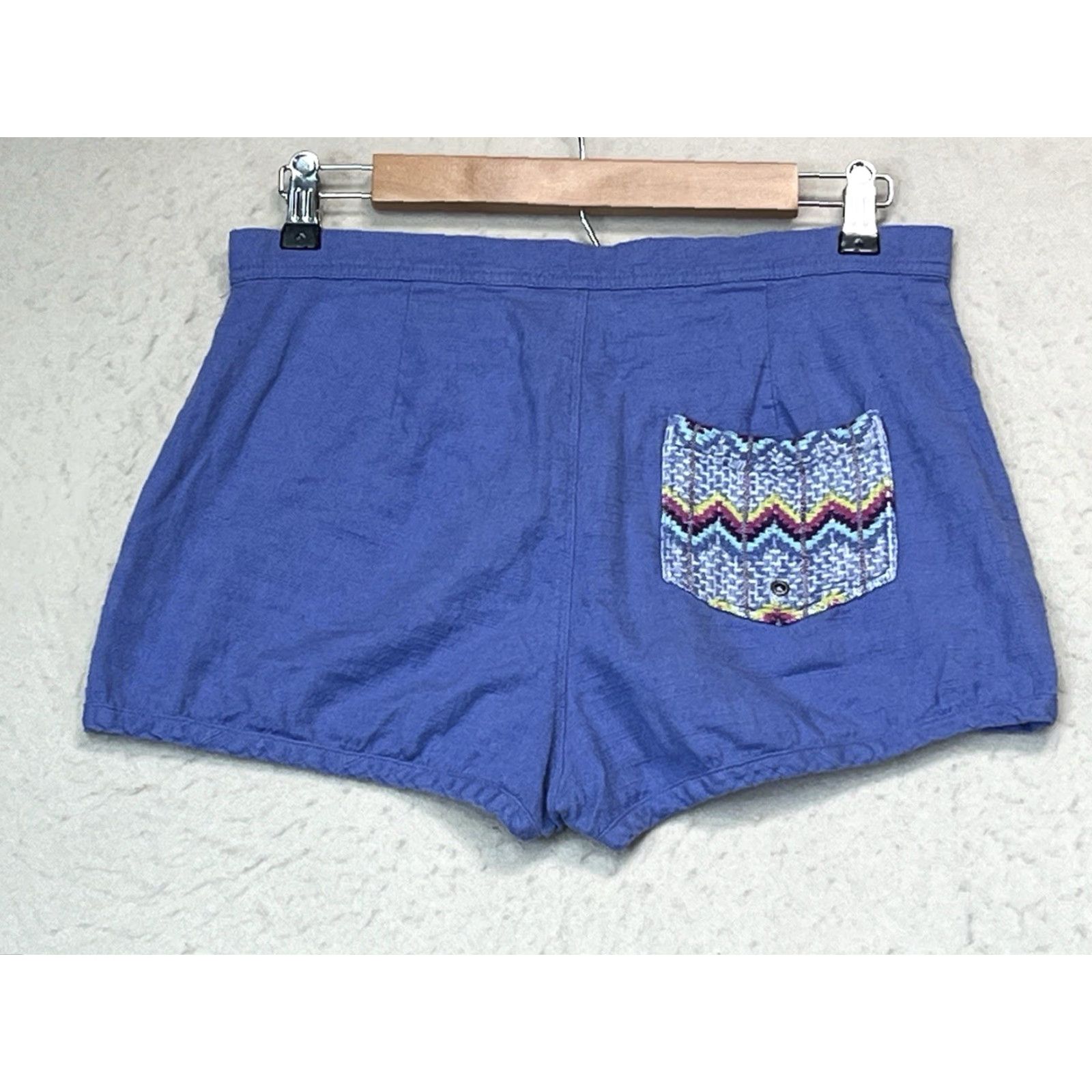 Vintage ROXY Womens Shorts 100% Cotton Size M Button Accent Back Pocket Blue Canvas Chino Casual Activewear Womens Made in India Size 32" / US 10 / IT 46 - 2 Thumbnail