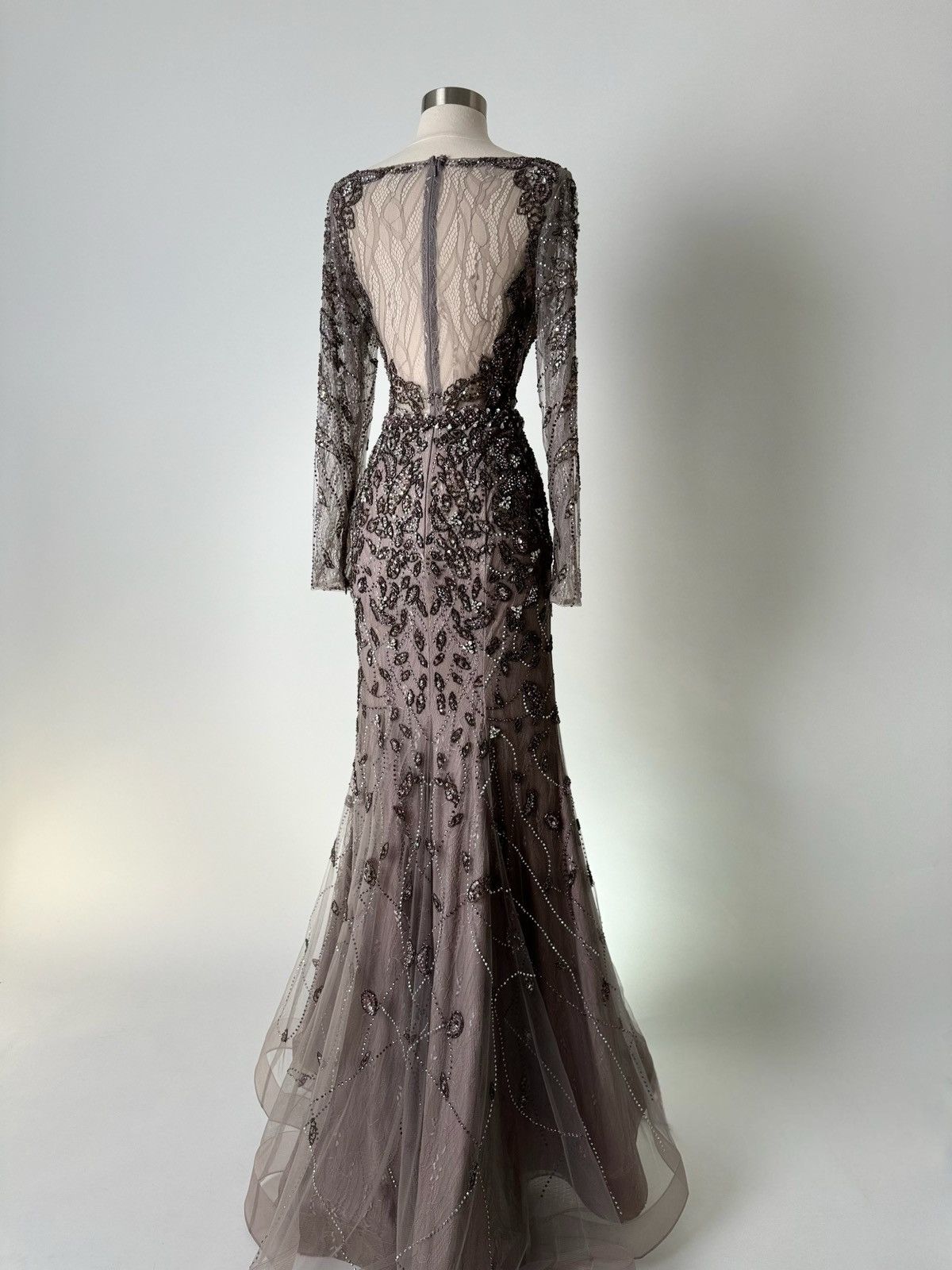 Other Brand New US 8 Jovani Maxi Brown Beaded Evening Dress Size M / US 6-8 / IT 42-44 - 7 Thumbnail