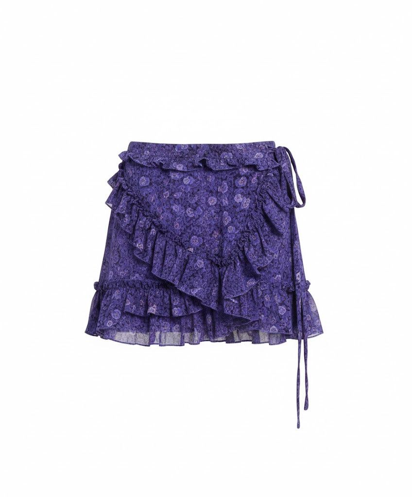 Saint Laurent Paris o1la1rc1a0226 821419 Wrap Skirt in Confetti Muslin in Purple Size 28" / US 6 / IT 42 - 1 Preview