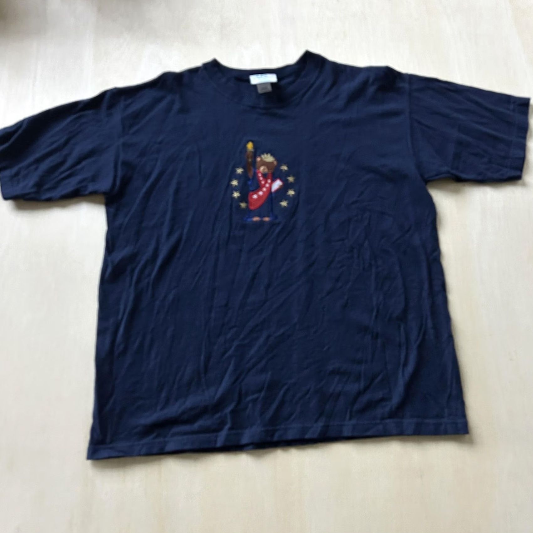 Vintage VINTAGE ME Sportswear Womens 1X Blue Teddy Bear Statue of Liberty Patriotic Tee Shirt Short Sleeve Crew Neck Embroidered 100% Cotton Size XL / US 12-14 / IT 48-50 - 2 Thumbnail