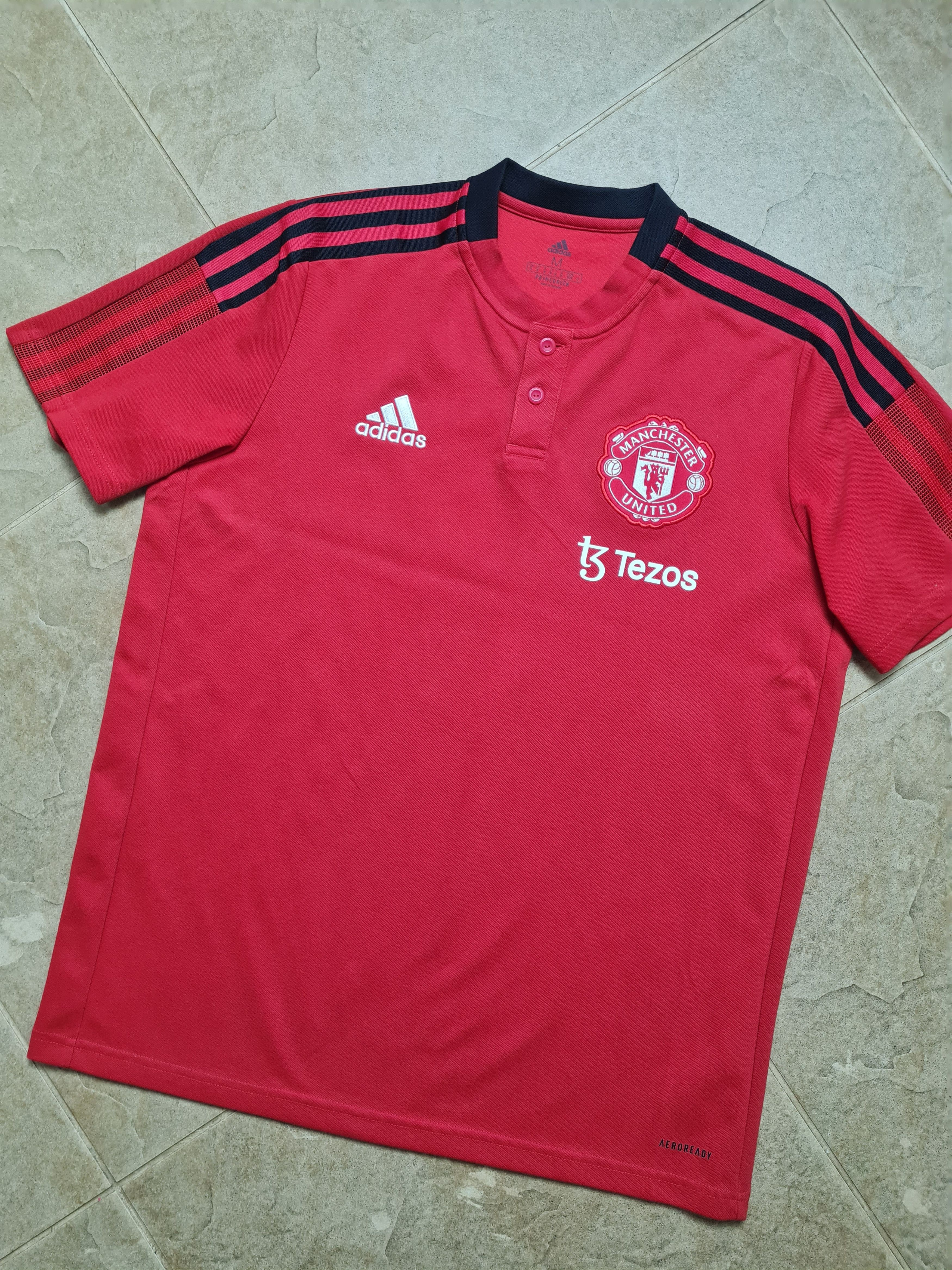 Adidas Polo Adidas Men's Red Manchester United 3-Stripes H63964 Size US M / EU 48-50 / 2 - 3 Thumbnail