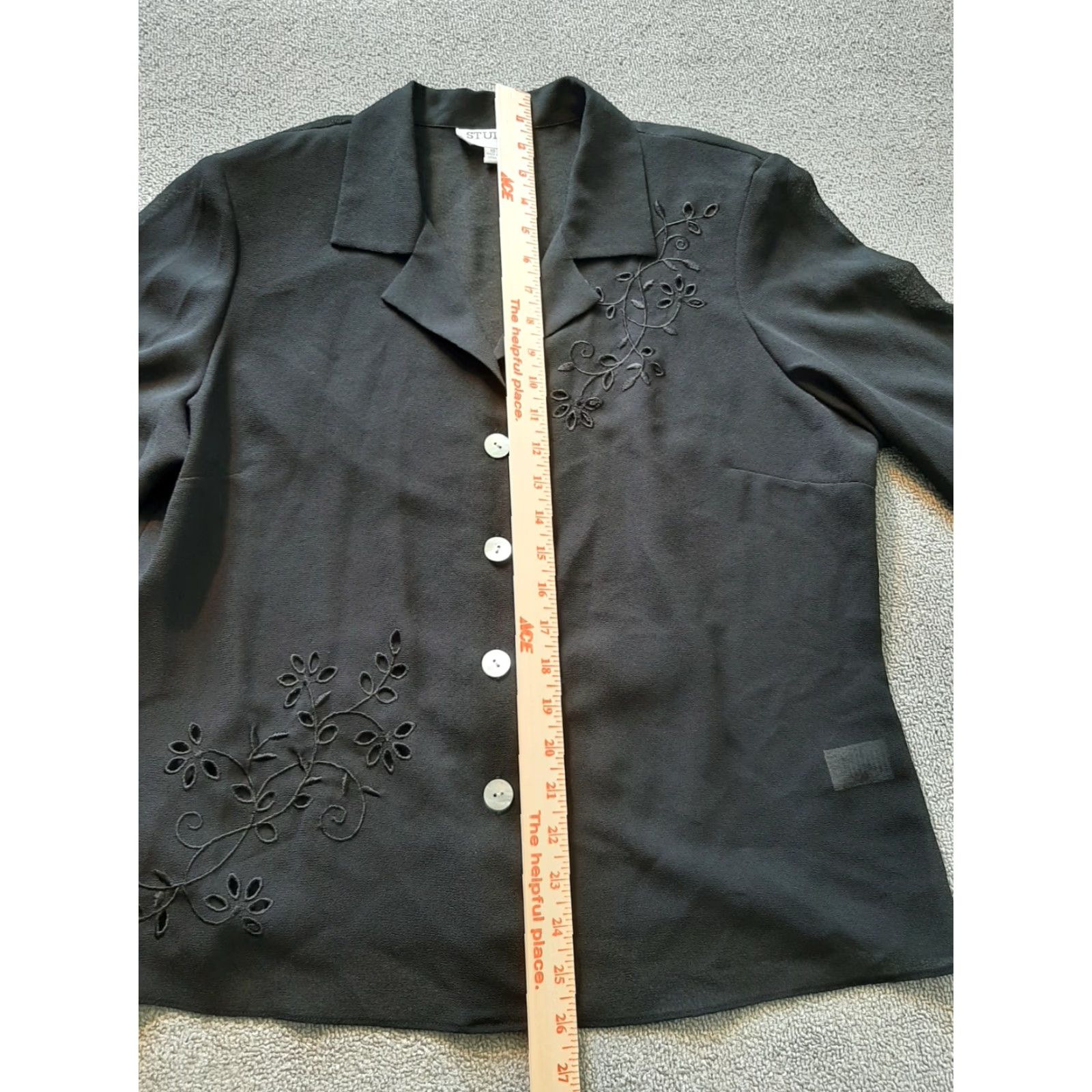 Vintage VINTAGE Studio 1 one Black Button Down long Sleeve Shirt Top Floral Design Womens SZ 16 Size XXL / US 16-18 / IT 52-54 - 5 Thumbnail