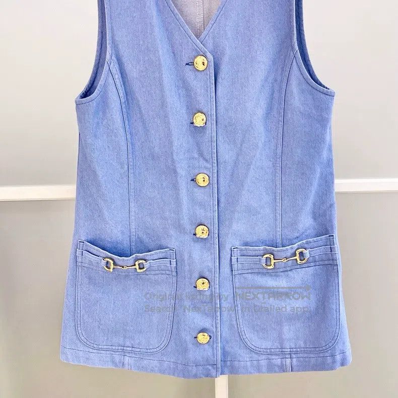 Gucci Gucci Blue horse buckle single-breasted denim dress Size M / US 6-8 / IT 42-44 - 3 Thumbnail