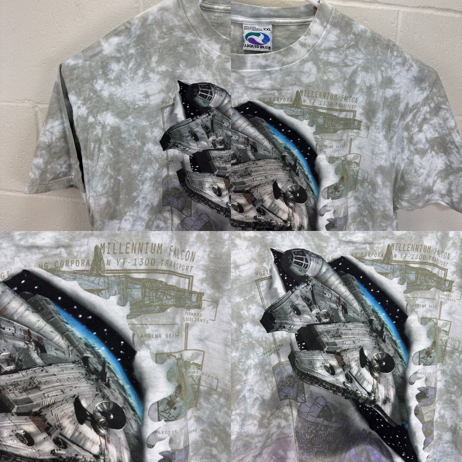 Liquid Blue VINTAGE Liquid Blue Star Wars Millennium Falcon T Shirt 2XL XXL White Rare 90s Mens Size US XXL / EU 58 / 5 - 8 Thumbnail