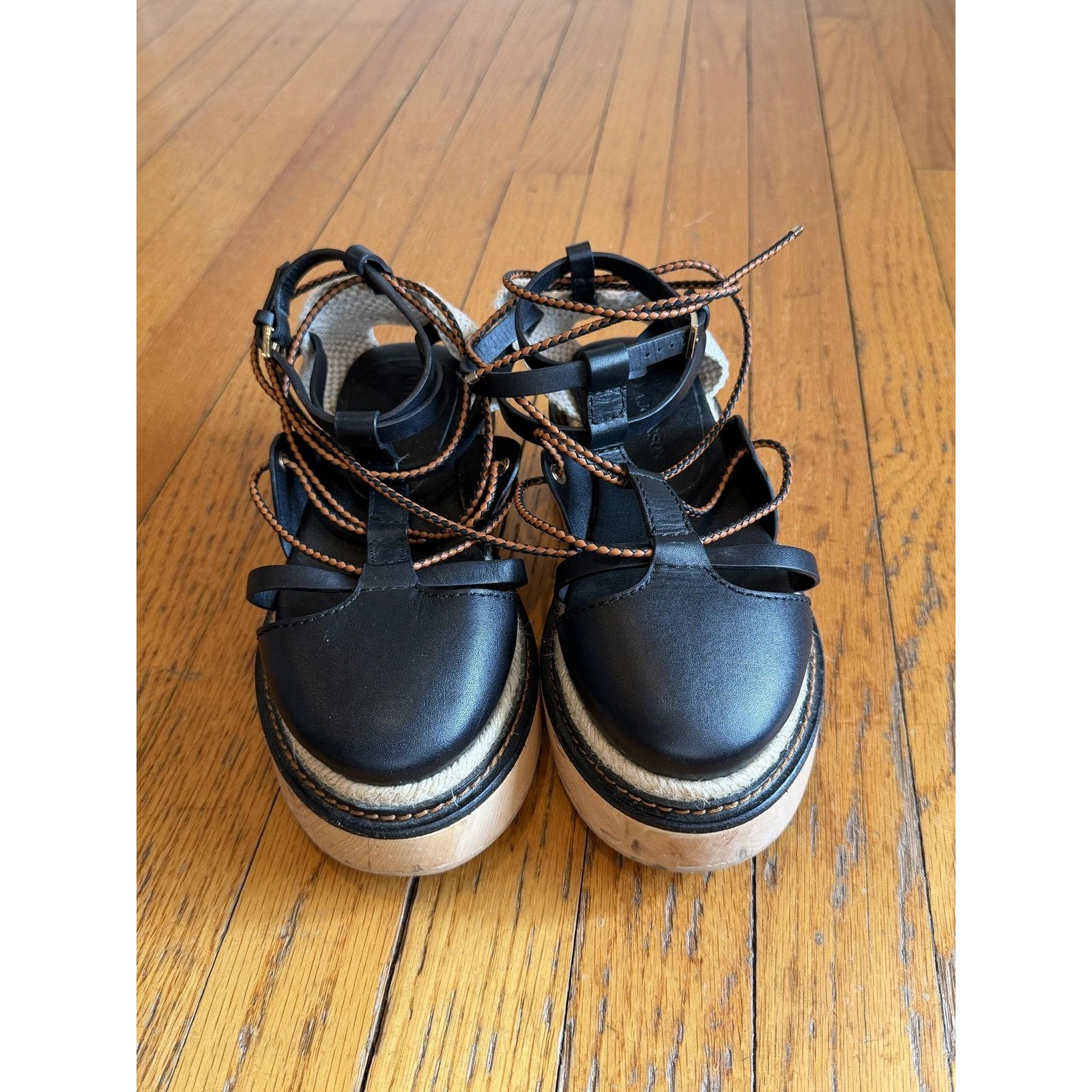 Ulla Johnson Ulla Johnson Salinas Sandals 6/36 Black Leather Platform Size US 6 / IT 36 - 3 Thumbnail