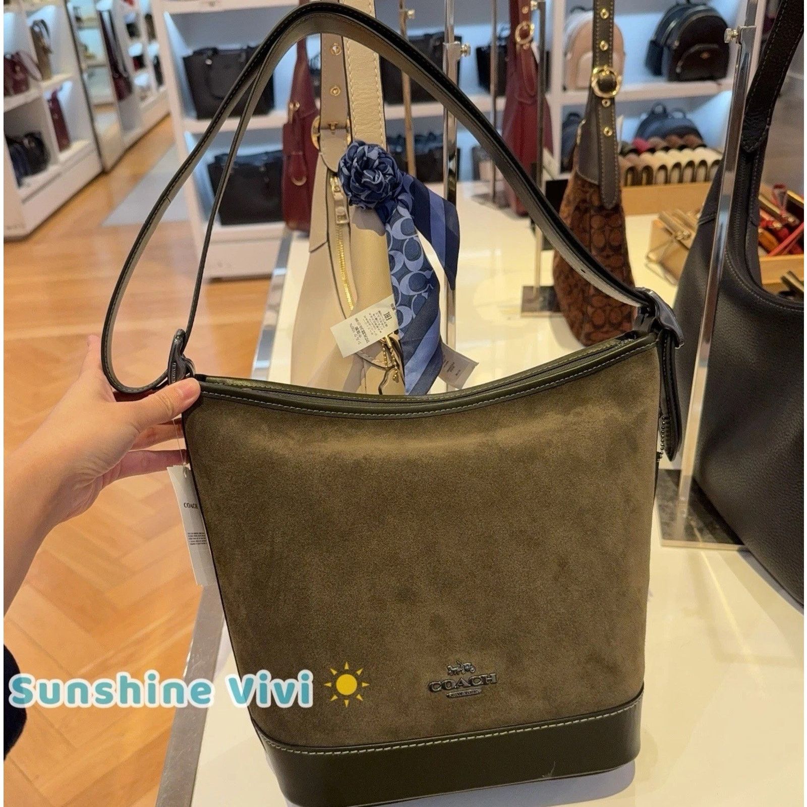 Coach NWT Coach Jude Duffle Bag CCL10 Suede Army Green Size ONE SIZE - 1 Thumbnail