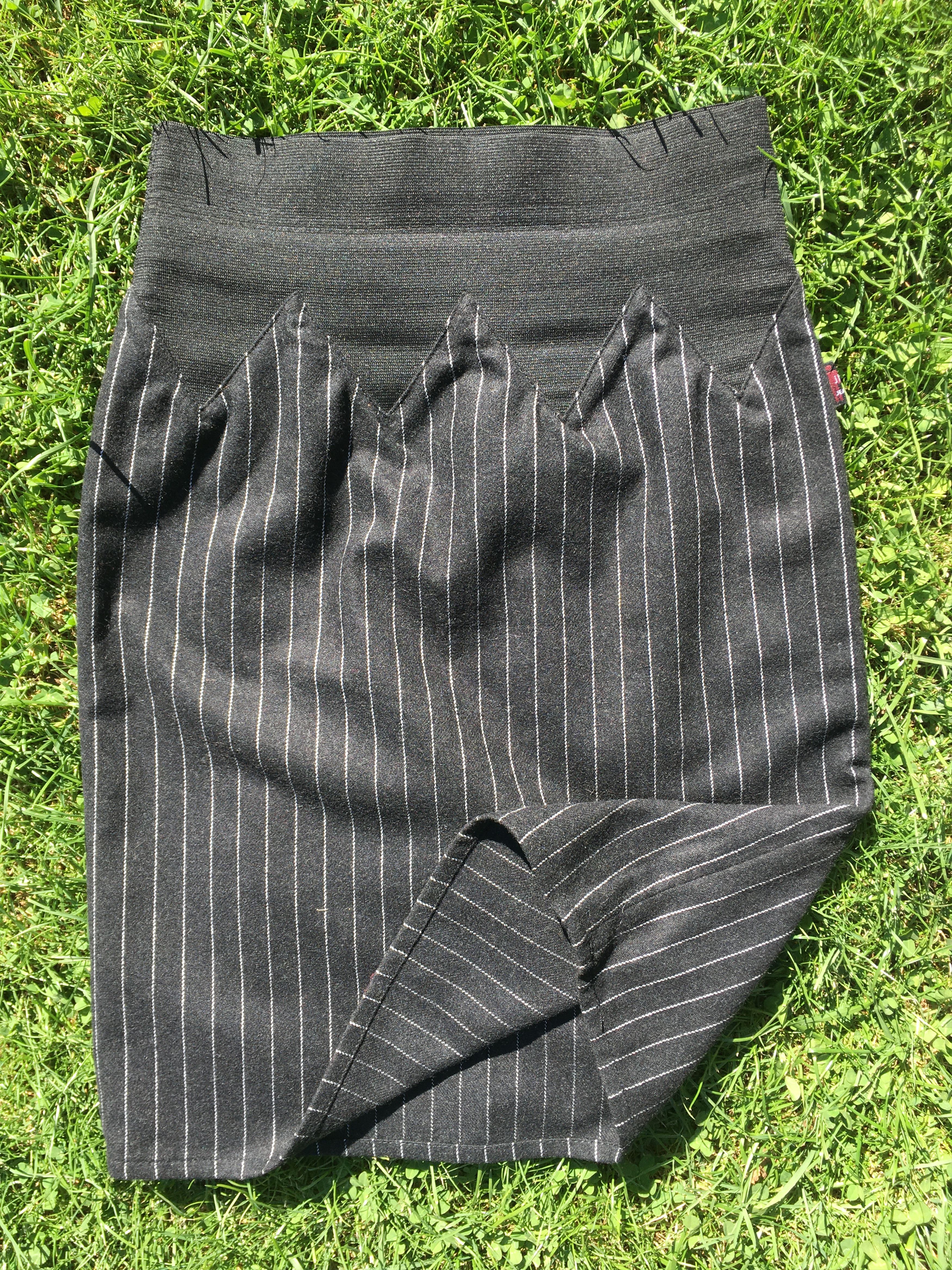 Jean Paul Gaultier Jean Paul Gaultier Pencil Formal Striped Wool Midi SKIRT Size 28" / US 6 / IT 42 - 10 Thumbnail