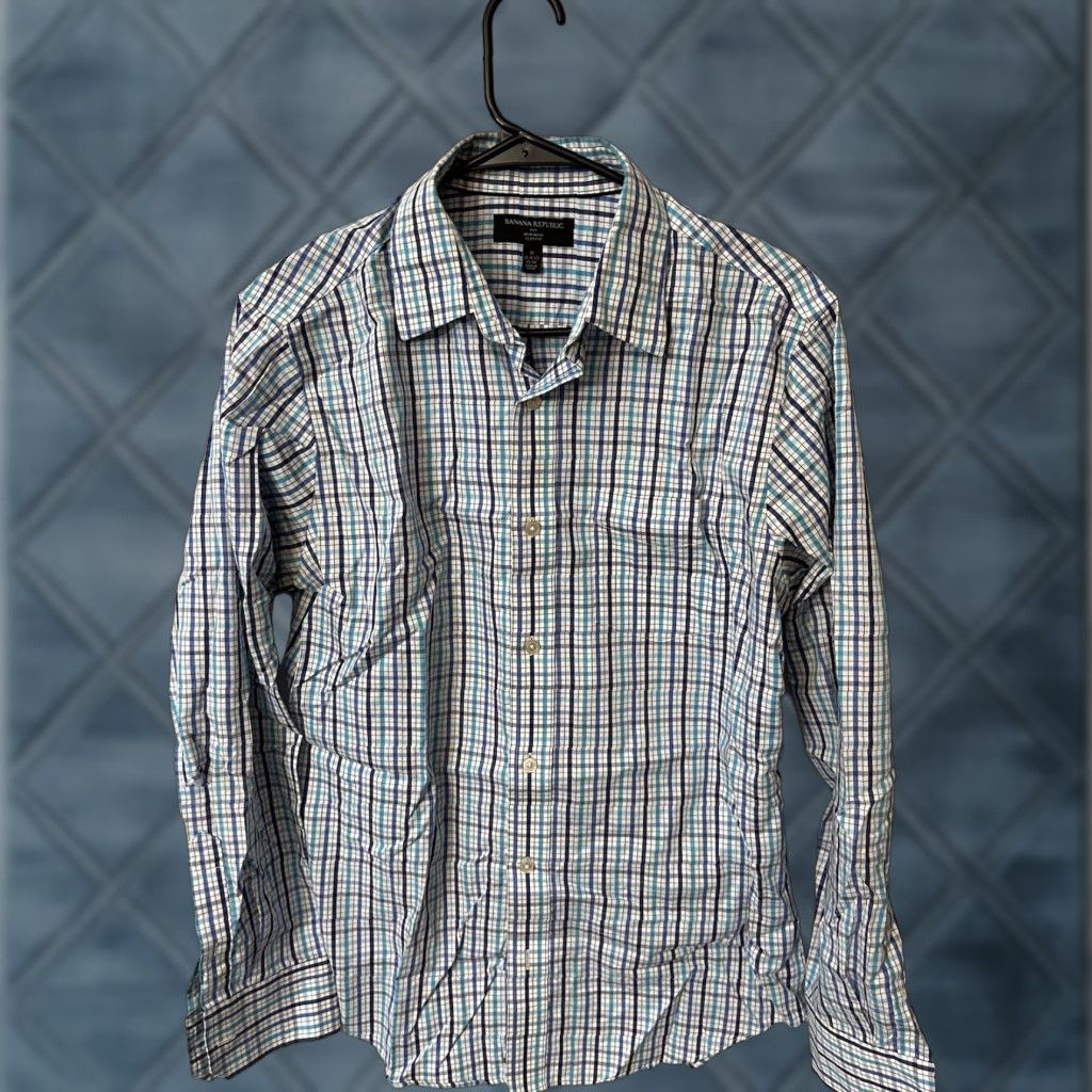 Banana Republic Banana Republic Button-Up Shirt Men M Multicolor Plaid Slim Fit Easy Care Non Iron Long Sleeve Size US M / EU 48-50 / 2 - 1 Thumbnail