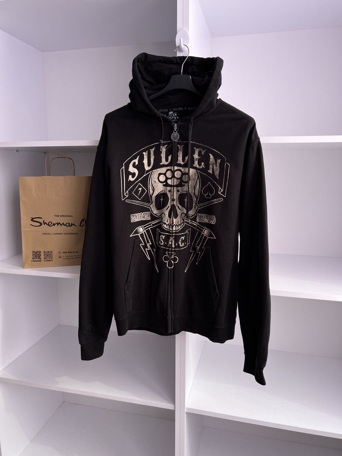 Vintage Vintage Sullen Ed Hardy Style Skull zip sweatshirt Size US L / EU 52-54 / 3 - 2 Thumbnail