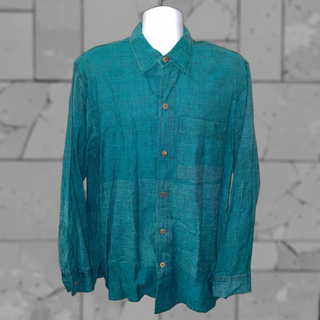 Vintage Ganesh Long Sleeve Button-Up Shirt Adult XL Green Casual Mens Size US XL / EU 56 / 4 - 1 Thumbnail