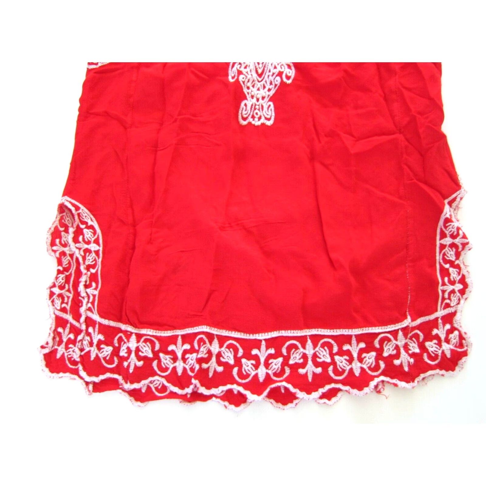 Anthropologie Solitaire Blouse M V-Neck Sleeveless Embroidered 100% Rayon Red Floral Peasant Tunic Women क्या Size M / US 6-8 / IT 42-44 - 6 Thumbnail