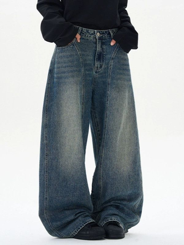Jean American men's washed wide-leg distressed scimitar jeans Size US 32 / EU 48 - 2 Thumbnail