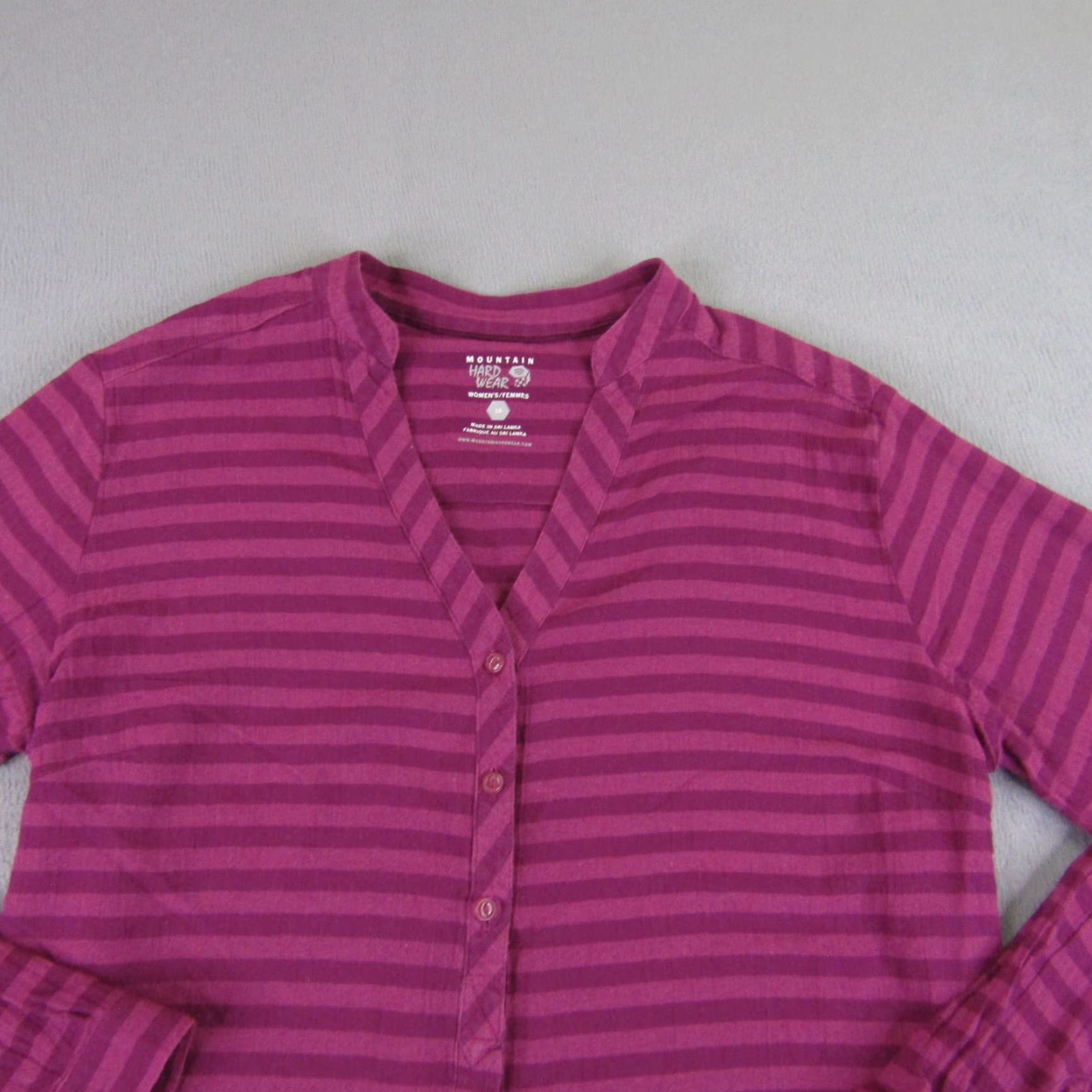 Mountain Hardwear Mountain Hardwear Shirt Womens 10 Pink Stripes Button Up V Neck Casual Outdoor Size L / US 10 / IT 46 - 5 Thumbnail