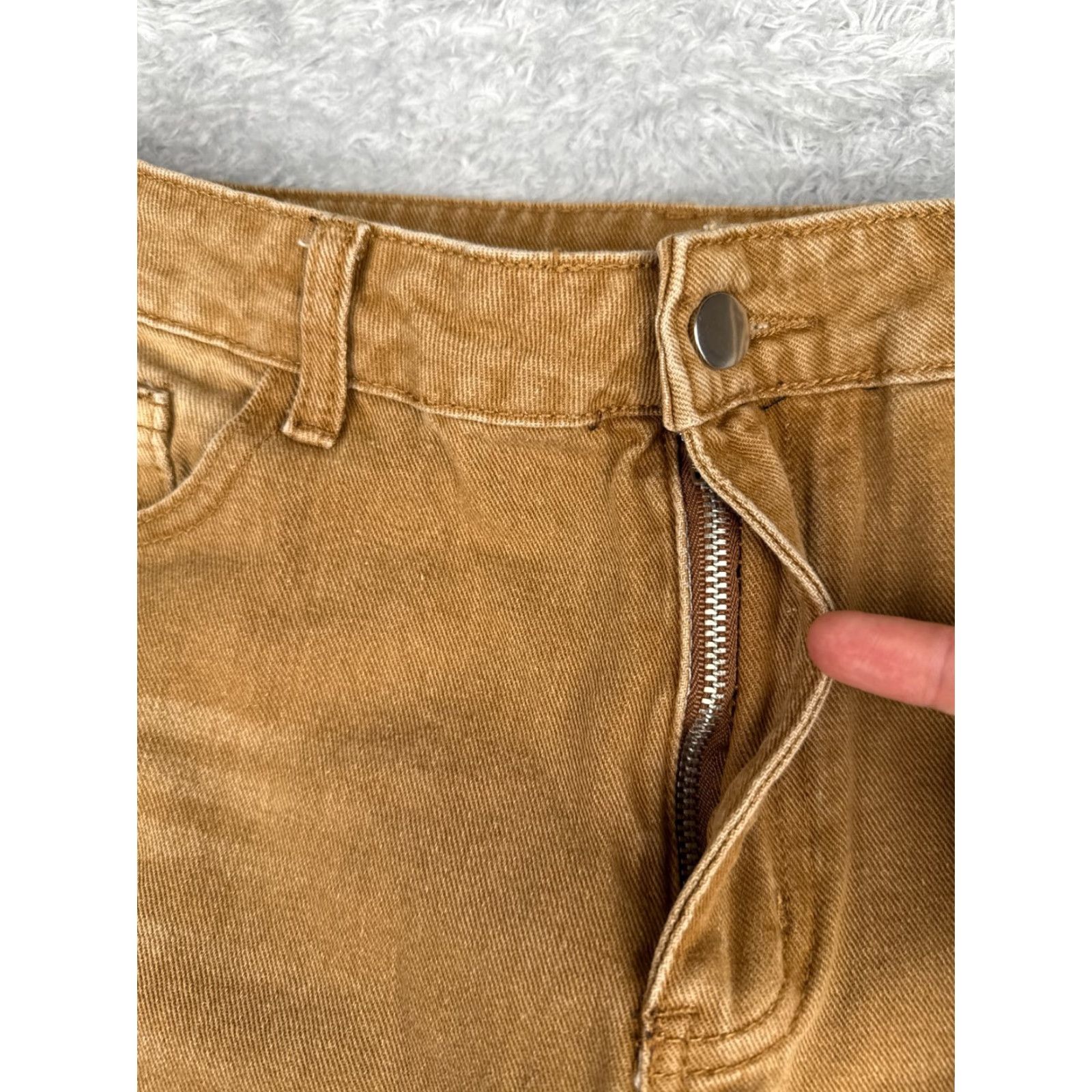 Vintage Jeans Women 31 Brown Khaki Distressed Denim Wide Leg High Rise Cotton 31x25 Size 24" / US 00 / IT 34 - 5 Thumbnail
