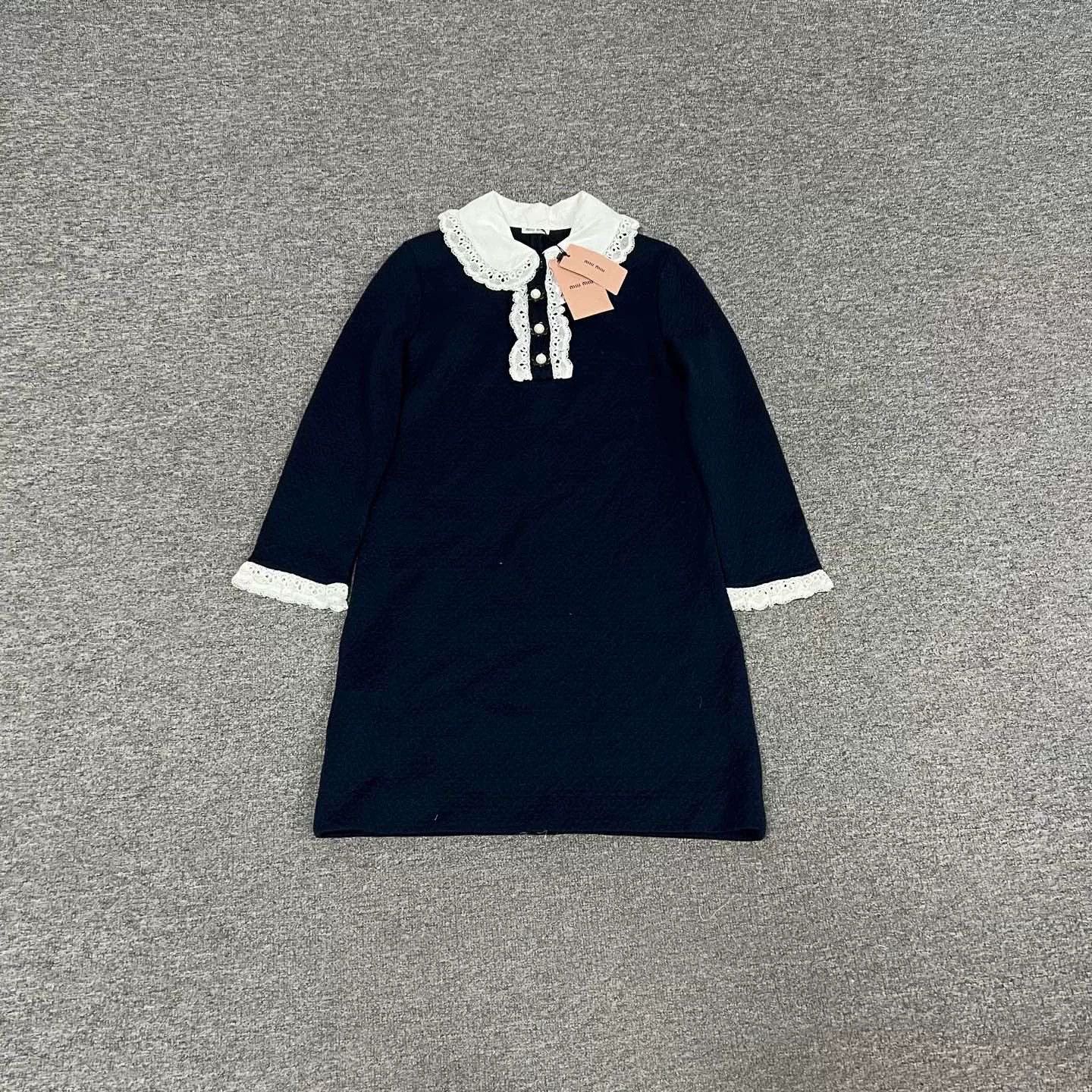 Miu Miu Miu Miu Lace Peter Pan Collar Navy Dress Size M / US 6-8 / IT 42-44 - 1 Thumbnail