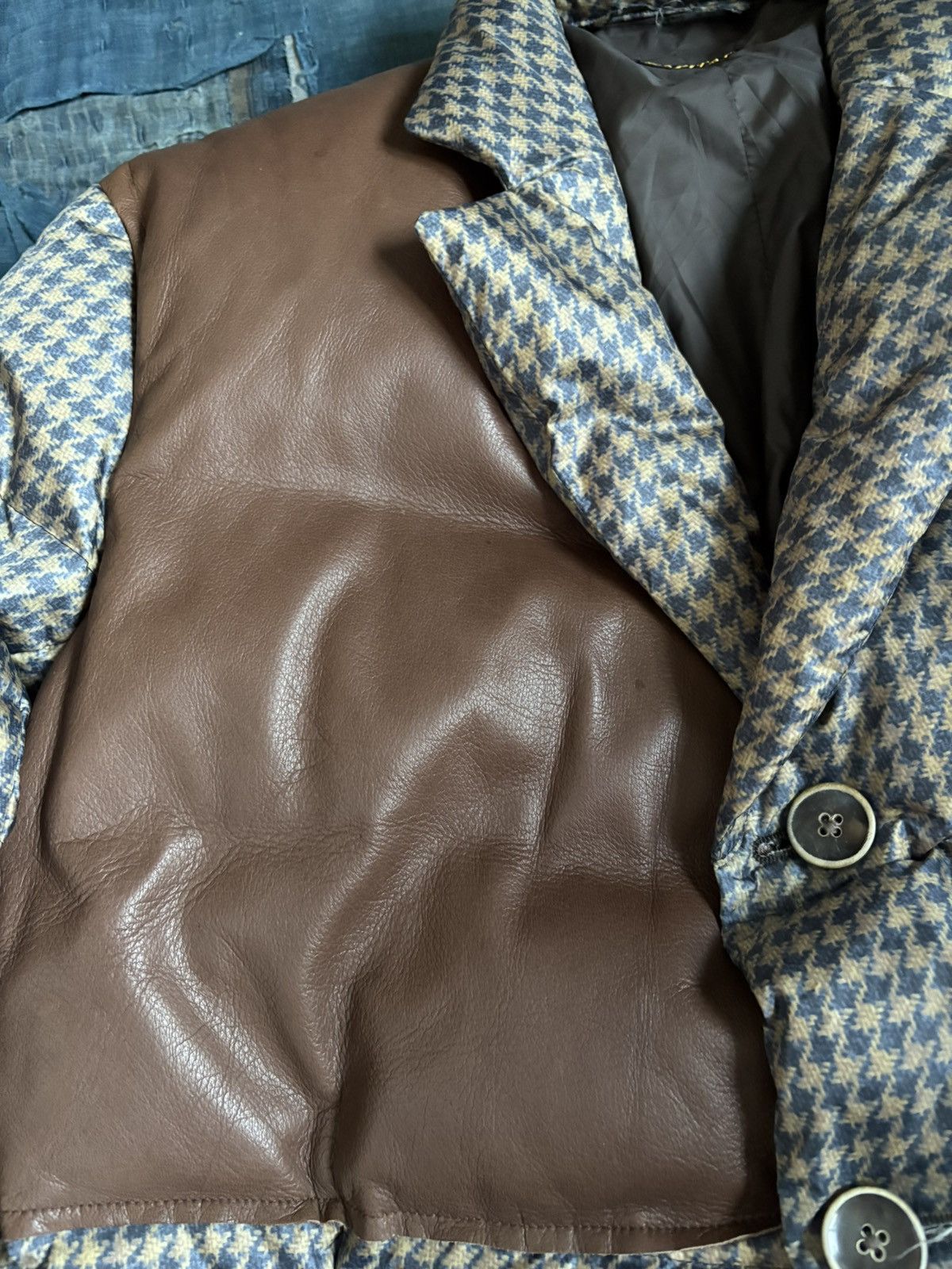 Kapital kapital leather elbow patch Houndstooth printed jacket Size US L / EU 52-54 / 3 - 3 Thumbnail