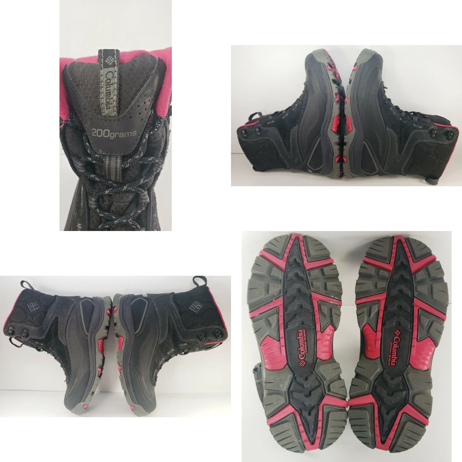 Vintage Columbia Bugaboot Plus Omni Heat Boots Women 7M Black Pink Snow Boot Winter Waterproof 200 Gram BL 1490-010 Size US 6 / IT 36 - 8 Thumbnail