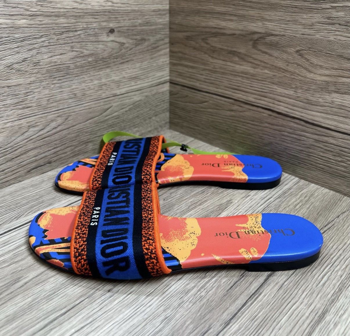 Dior Dior Dway Orange & Blue Slippers J41 Size US 6 / IT 36 - 1 Thumbnail