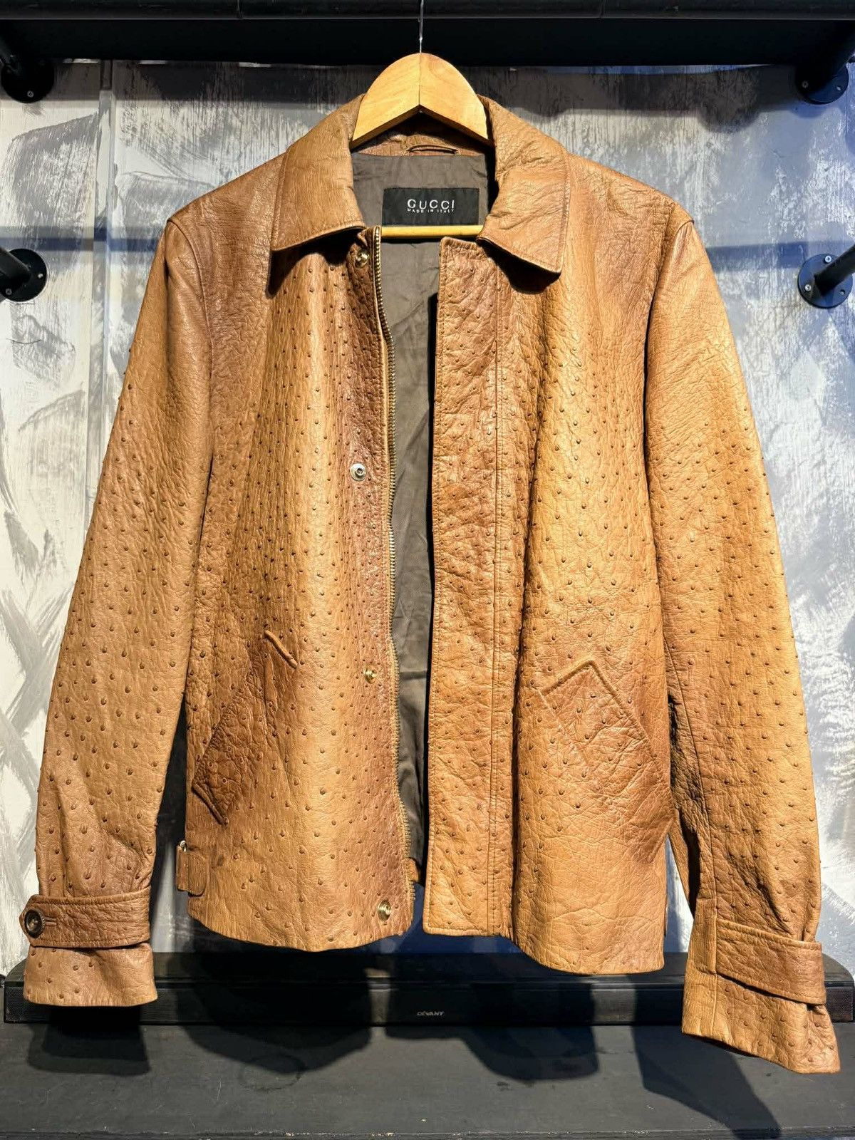 Gucci Gucci Brown Ostrich Leather Jacket Size US S / EU 44-46 / 1 - 2 Thumbnail