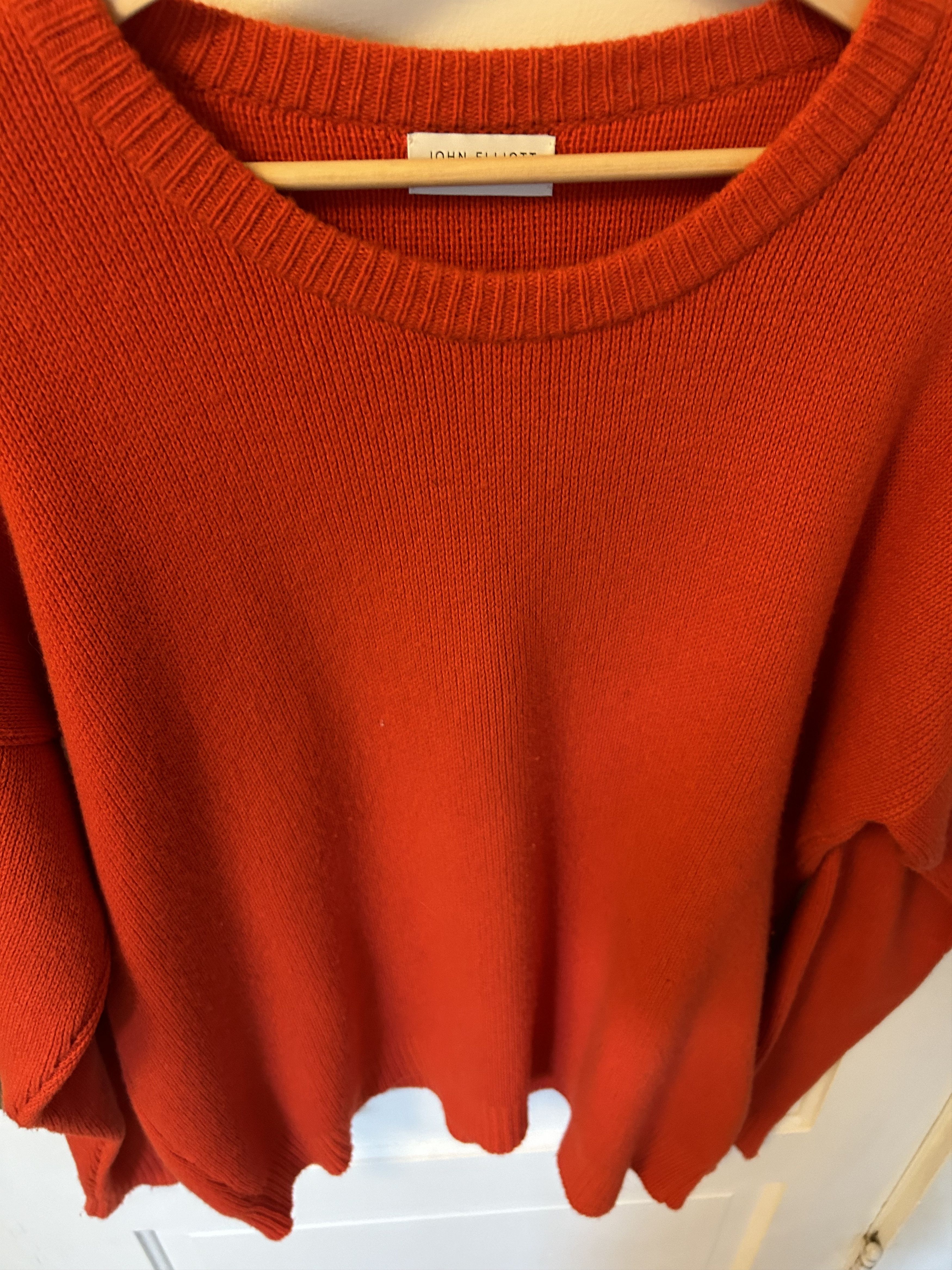 John Elliott John Elliott Red Cashmere Cropped Crew Sweater Size US L / EU 52-54 / 3 - 4 Thumbnail