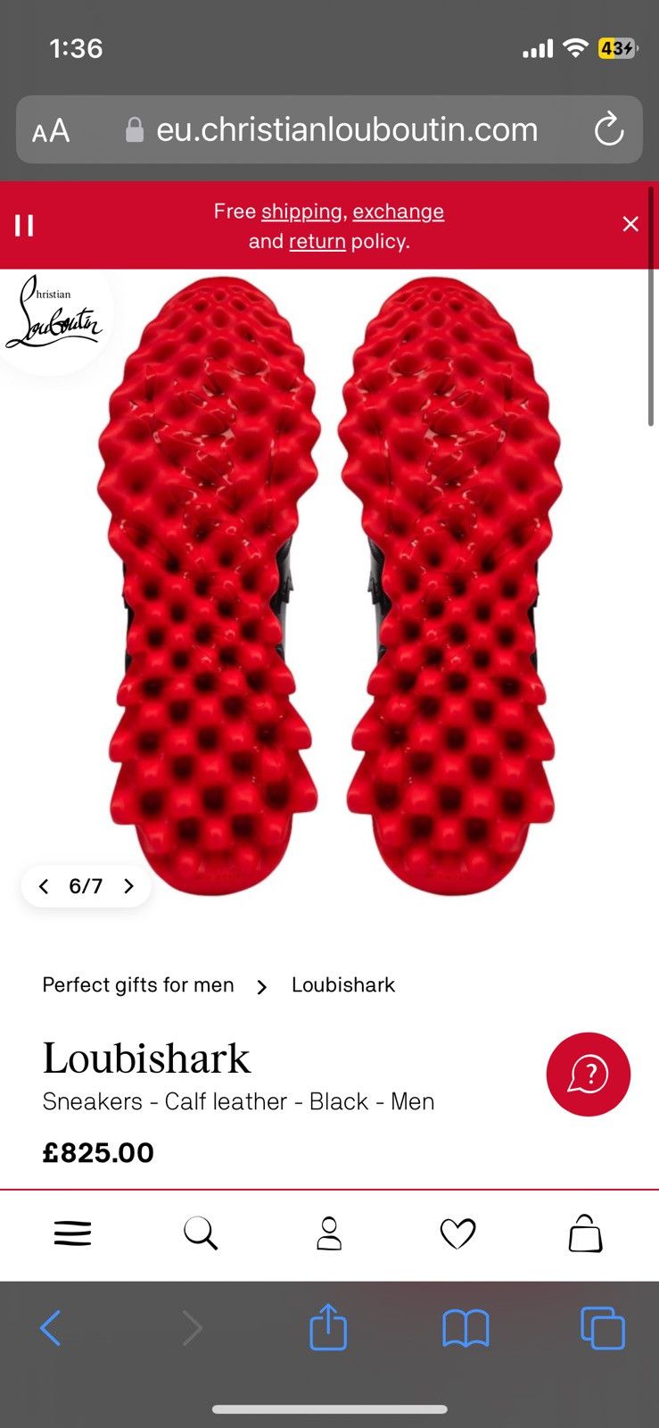 Christian Louboutin Loubishark Sneakers Calf Leather Worn Once Mens CL Paris Size US 9.5 / EU 42-43 - 4 Thumbnail