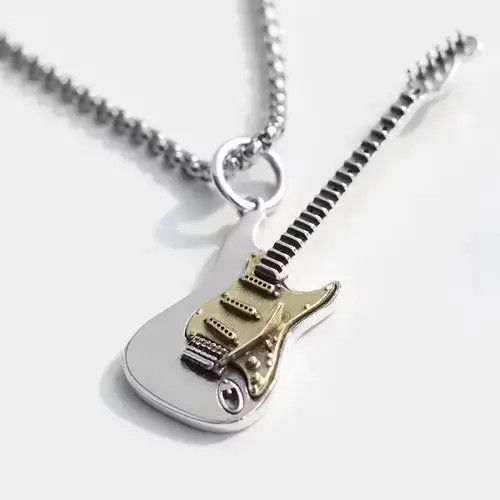 Vintage Hip Hop Rock Punk Wind Electric Guitar Pendant Necklace Size ONE SIZE - 4 Thumbnail