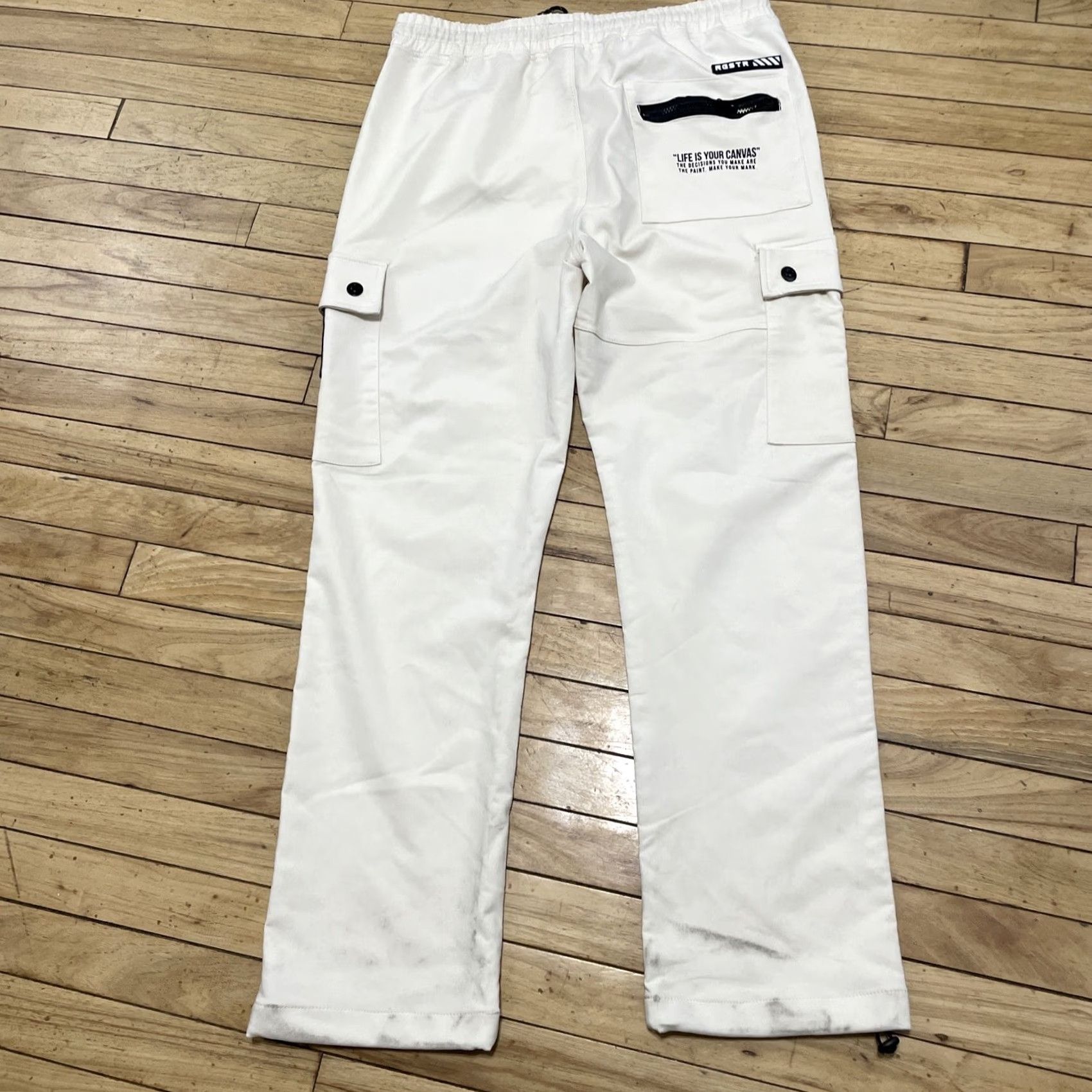 Vintage RGSTR Jogger Streetwear Pants Adult XL Lounge Sweat Pants Cream Old Money Grunge Slim Pocket Drawstring Size US 29 - 3 Thumbnail