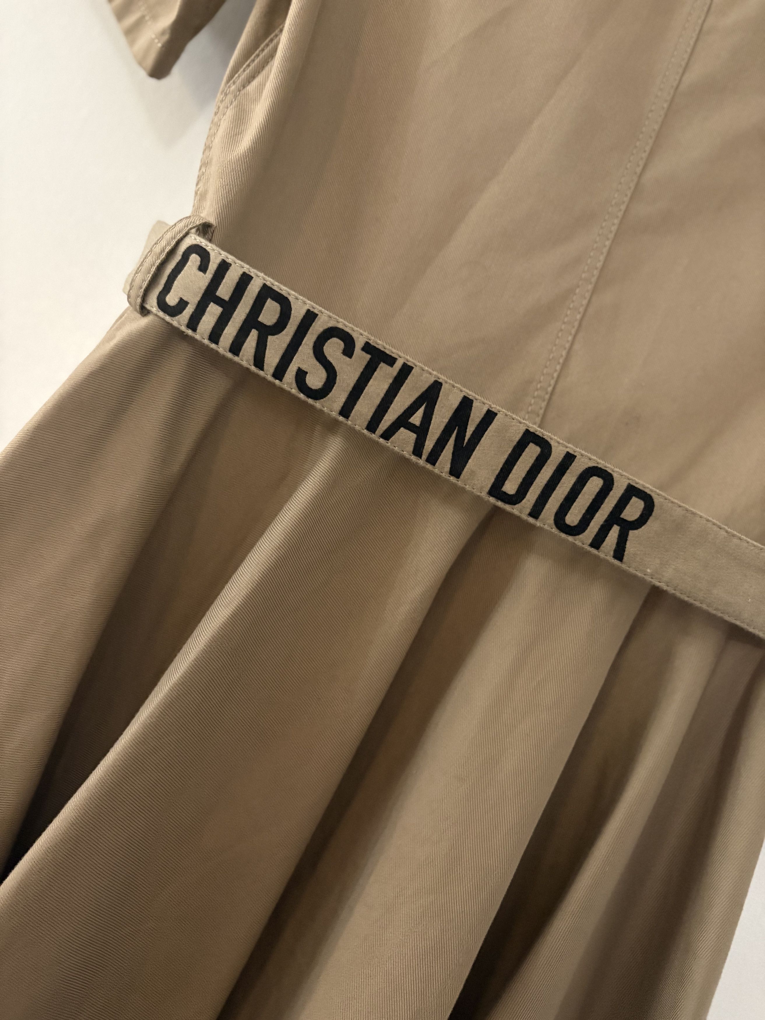 Dior Dior Belted Cotton Trench Coat Midi Dress in Tan SZ 6 NWOT Size S / US 4 / IT 40 - 12 Thumbnail
