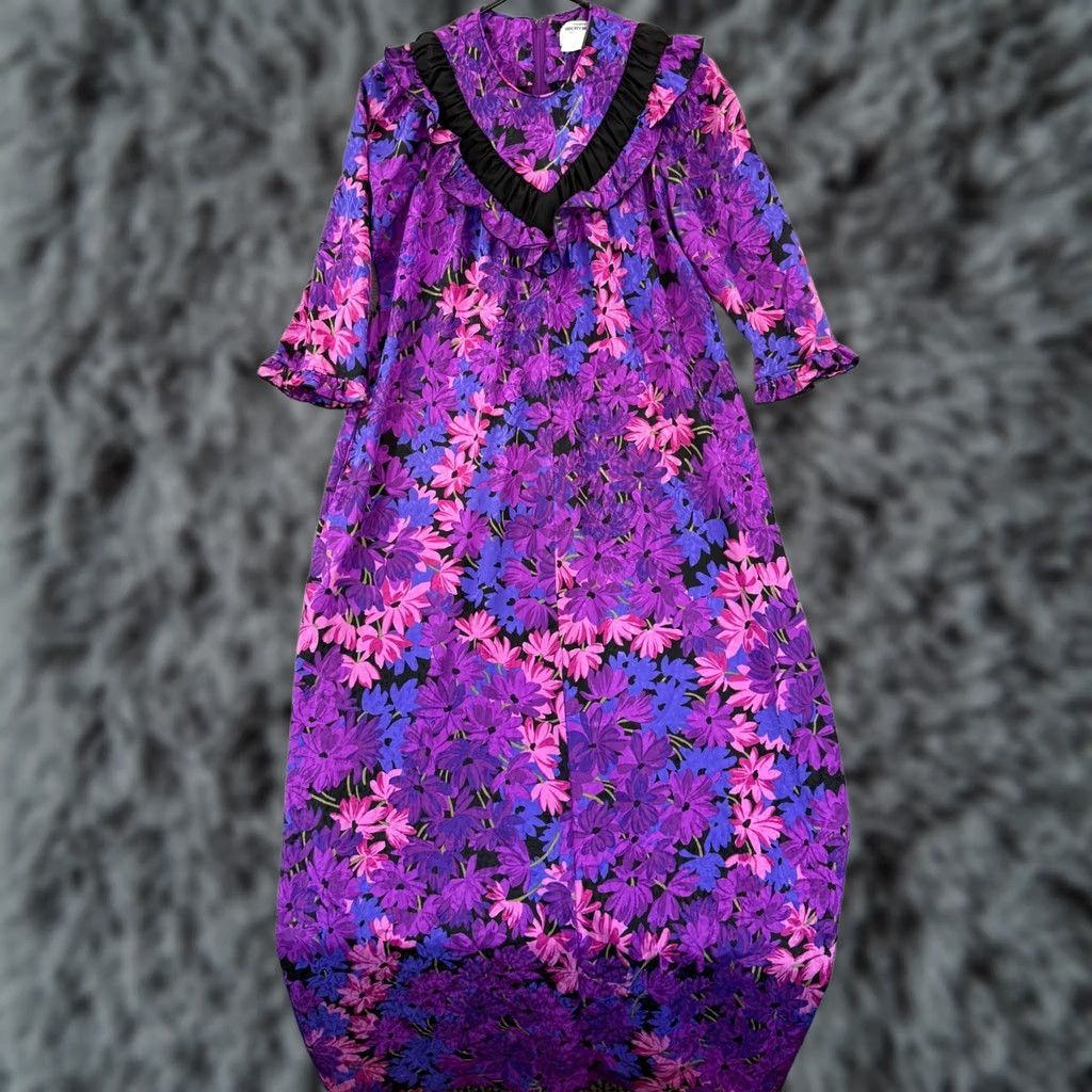 Vintage VINTAGE Liberty House Dress Womens 8 Maxi Purple Floral Ruffles Knit 50 Inch Puff Sleeve Zipper Casual 80s Flower Adult Womens Size M / US 6-8 / IT 42-44 - 1 Thumbnail