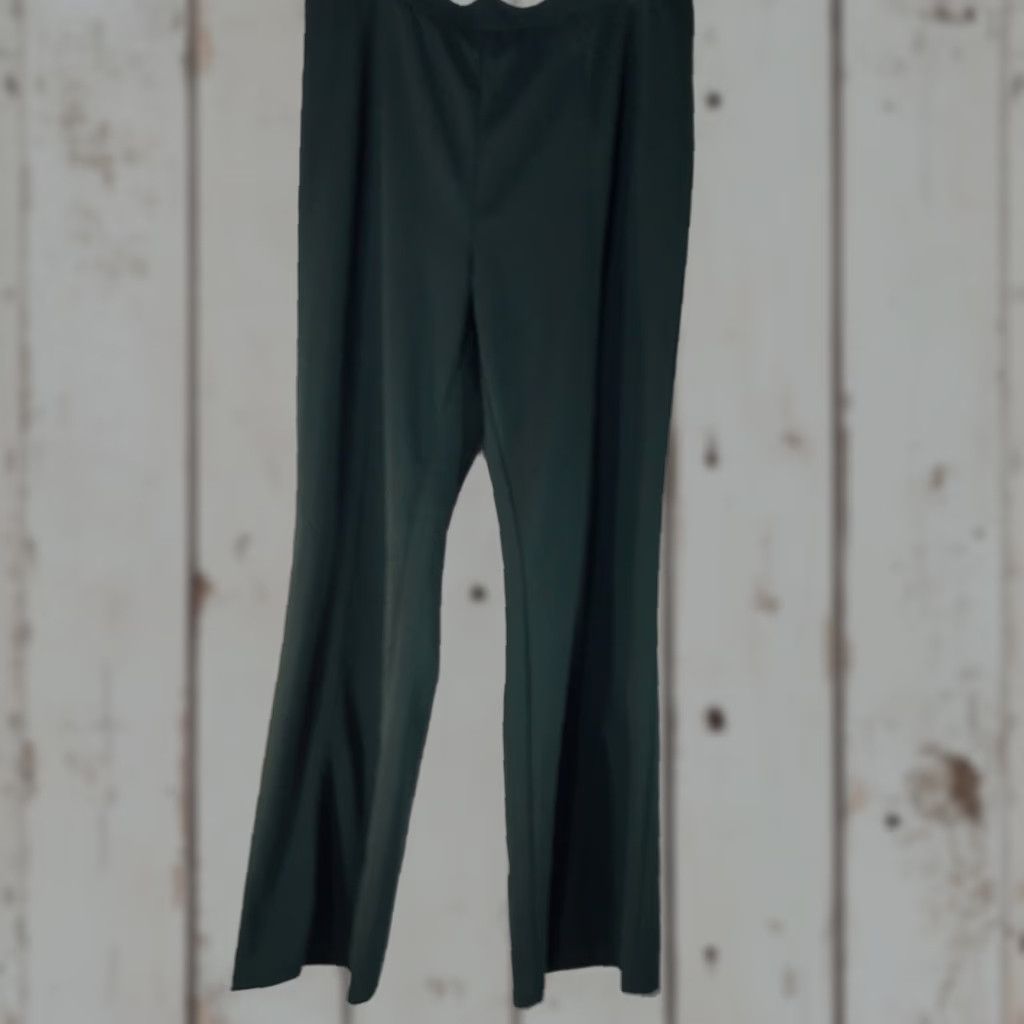 Shein SheIn Curve Green Wide Leg Dress Pants Women's Plus Size 3X, Comfort Stretch, Business Casual, Regular Fit Size 40" / US 18 - 1 Thumbnail