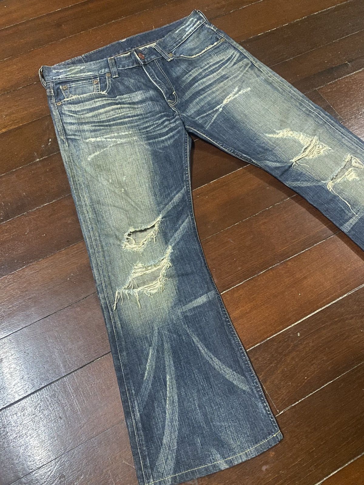 If Six Was Nine Japanese Edwin 503 Flared Jeans Distressed Jeans mud wash Size US 37 - 5 Thumbnail