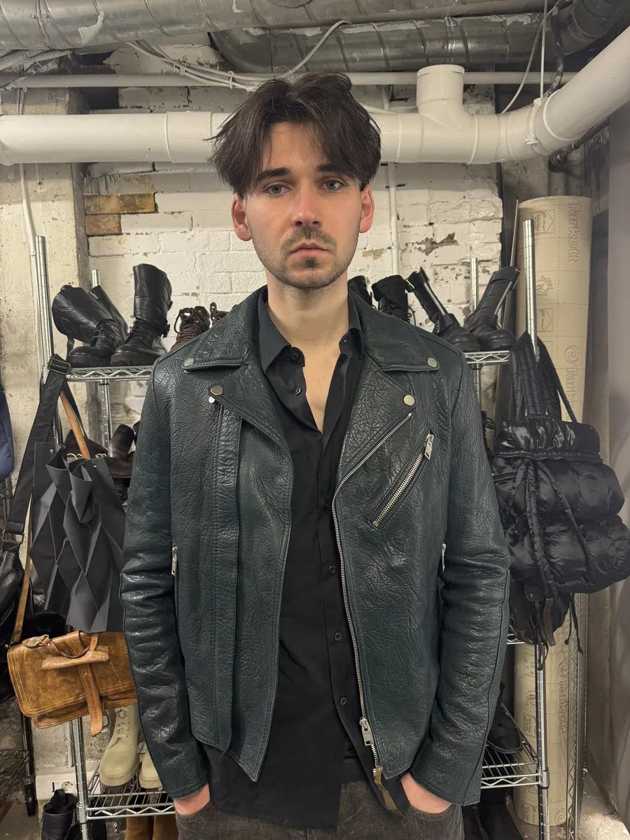 Balenciaga AW2014 Balenciaga Blue Biker Raw Lamb Leather Jacket Size US M / EU 48-50 / 2 - 4 Thumbnail
