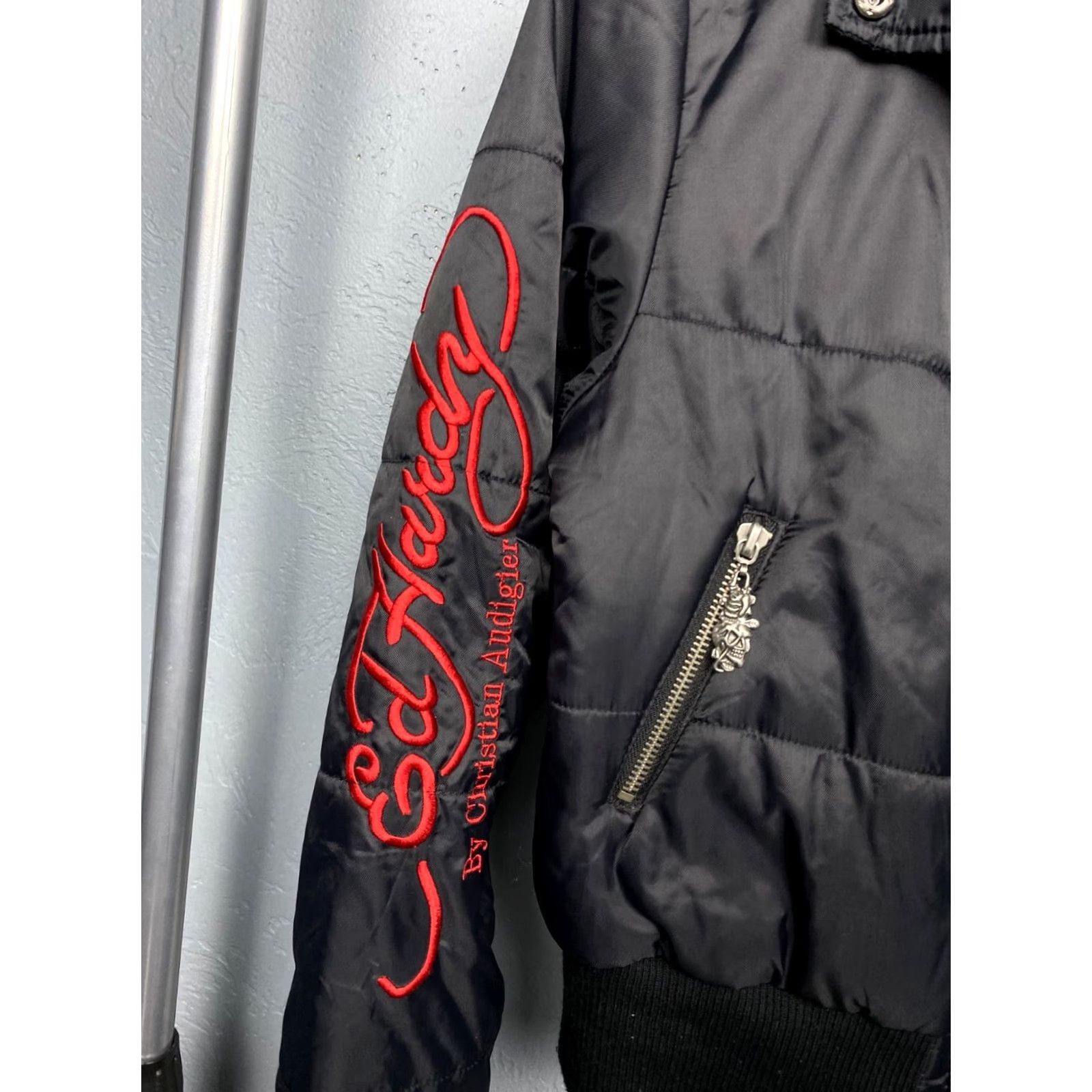Ed Hardy VINTAGE Ed Hardy by Christian Audigier Womens Jacket Nylon S Black Logo Skull Designer 90s Mens Womens Size S / US 4 / IT 40 - 6 Thumbnail